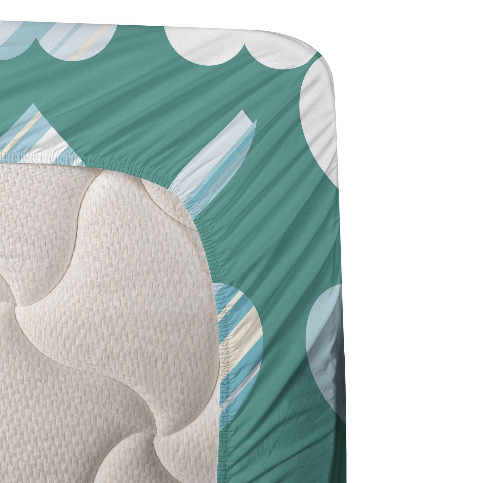 Ambesonne Romance 4-Piece Sheet Set - King Size, Jade Green Seafoam Cream with Heart Lovers Design, Fitted & Flat Sheets + Pillowcases | Soft Bedding for Couples, Valentine's Gift, Master Bedroom Decor
