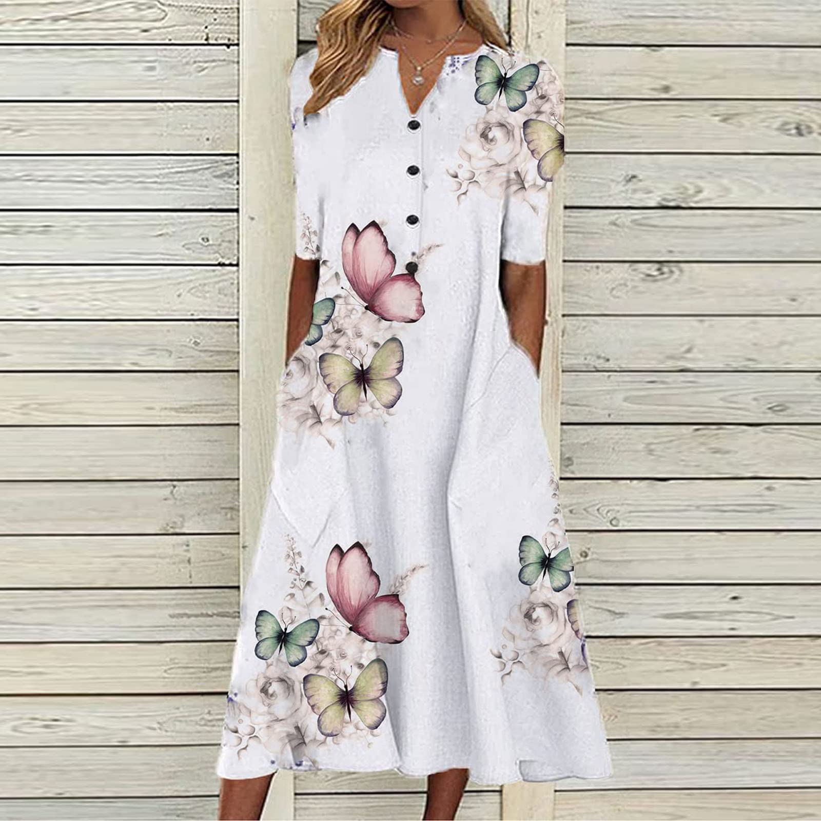 2025 Trendy Plus Size Women's Summer Dresses - Floral Boho Casual Shirt Dress with Pockets | Flowy Spring & Summer Outfits for Beach, Vacation & Everyday Wear