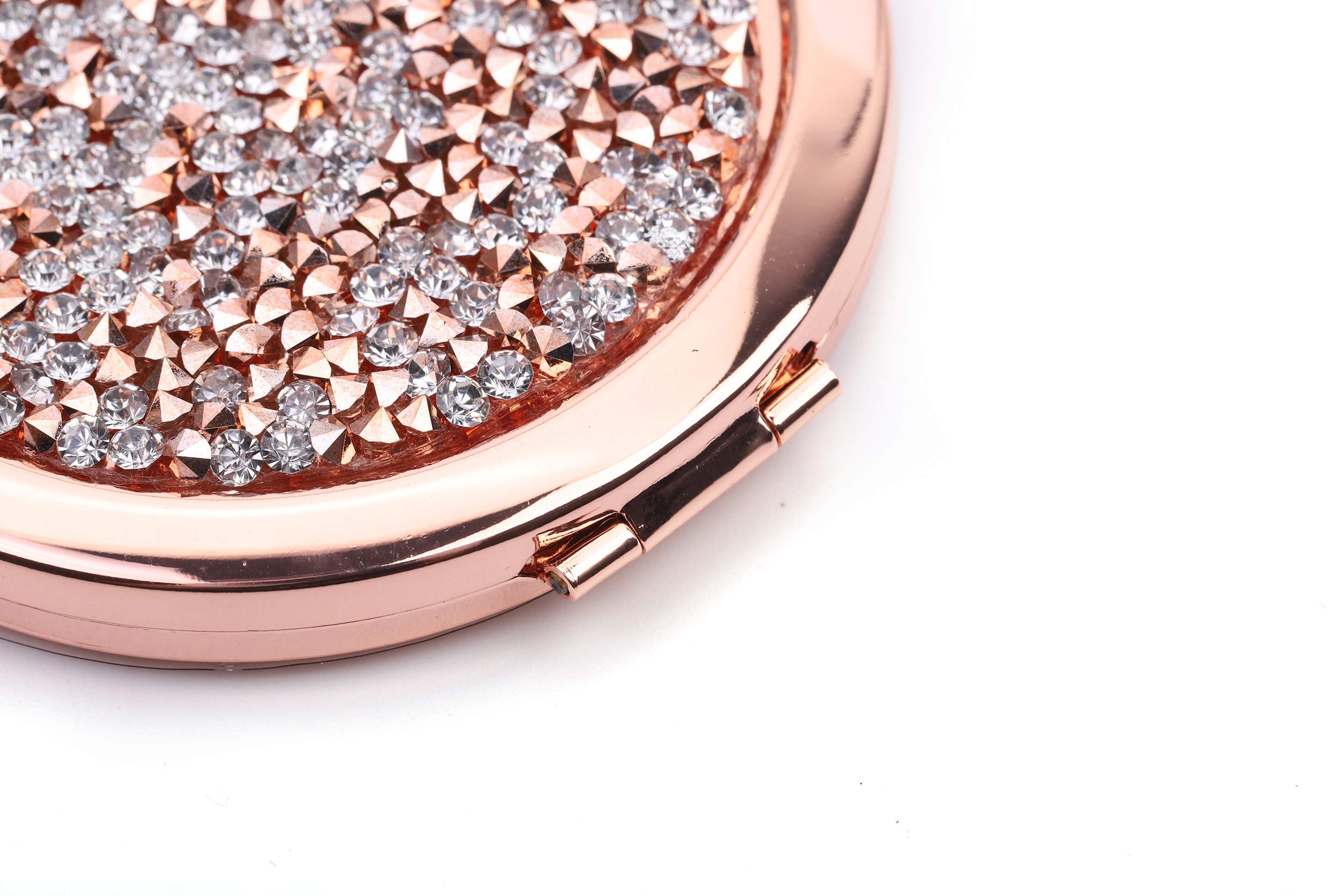 2.75 Inch Round Magnifying Compact Mirror - Handheld Travel Makeup Mirror with 5X Magnification for Precise Eyebrow Tweezing & Eyelash Application - Perfect for Travel, Home Vanity & Professional Makeup Artists
