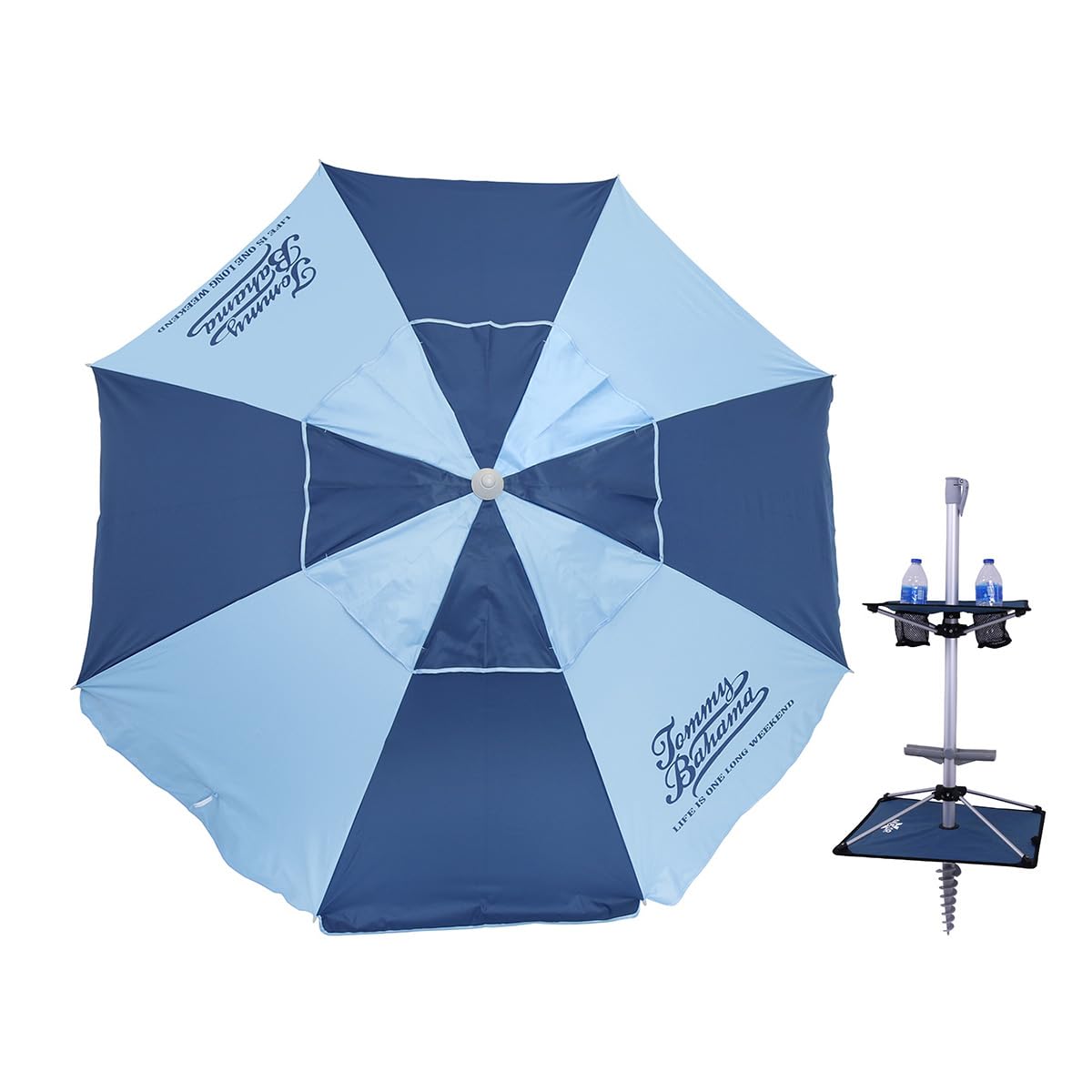 Tommy Bahama 7 ft Fiberglass Beach Umbrella with Sand Anchor - UV Protection, Windproof, Portable Sun Shade for Beach, Poolside, Backyard, and Outdoor Activities