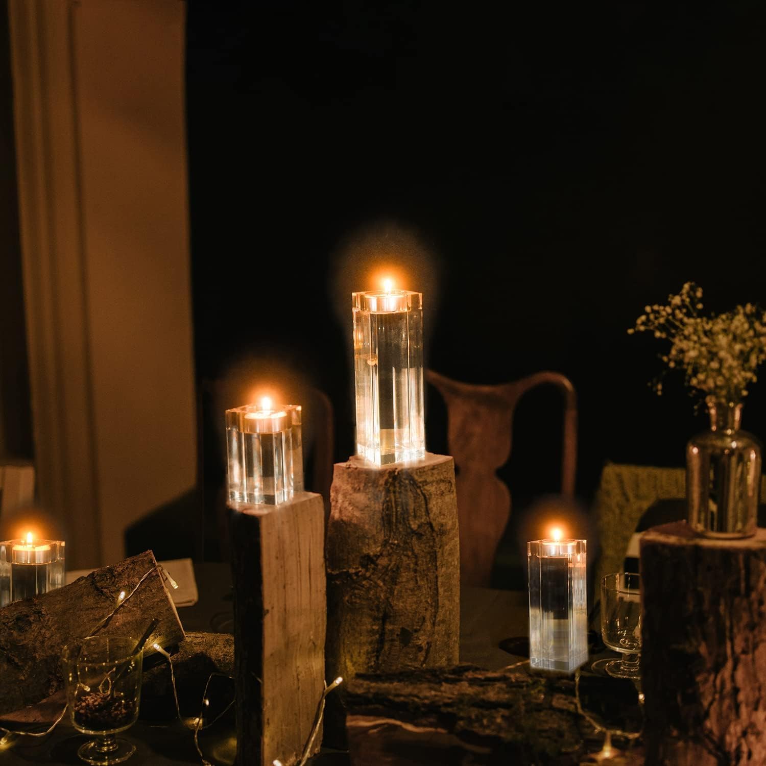 Modern Silver Tealight Candle Holders 8cm - Dining & Bathroom Decor