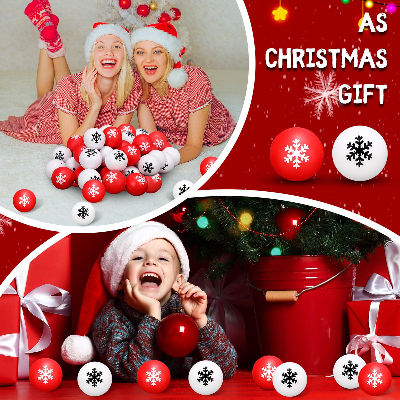 36 Pcs Christmas Stress Ball Snowman Toys - Cute Snowflake Stress Relief Party Favors for Kids, Stocking Stuffers, Gift Bags - Perfect for Christmas Parties, Classroom Rewards & Holiday Gifts (Ages 3+)
