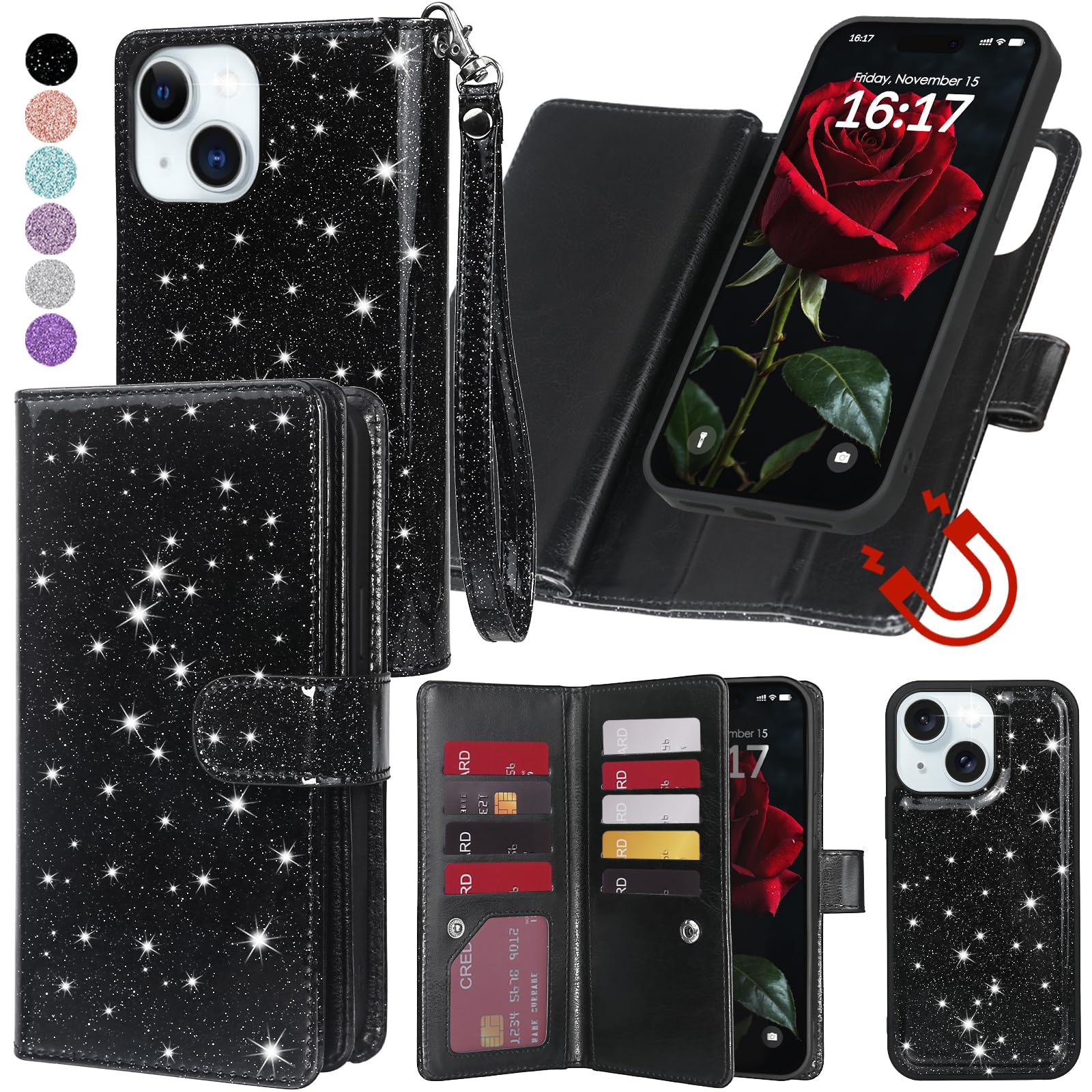 Magnetic Detachable Wallet Case for iPhone 13 (6.1