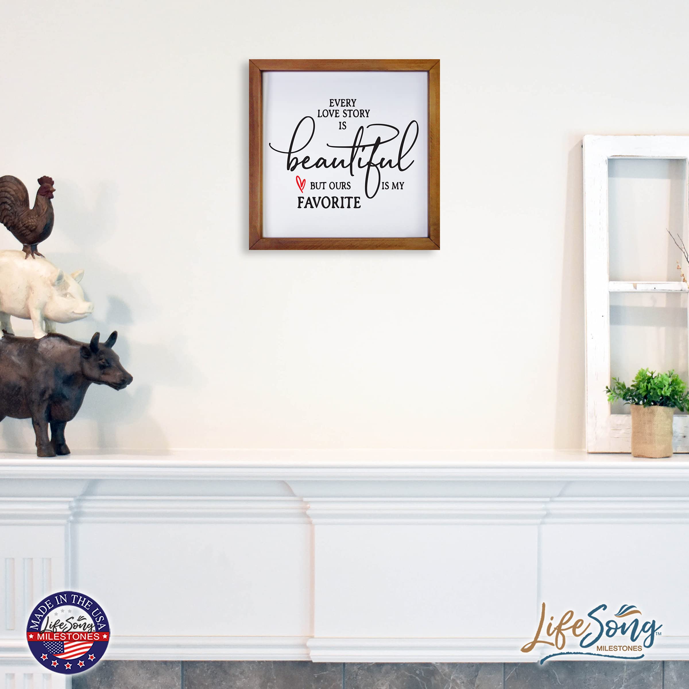 LifeSong Milestones Custom Inspirational Wooden Wall Art - 7x7 Framed Shadow Box with Modern Quotes, Perfect for Home Decor, Office Gift & Wedding Anniversary Present (Walnut Finish)