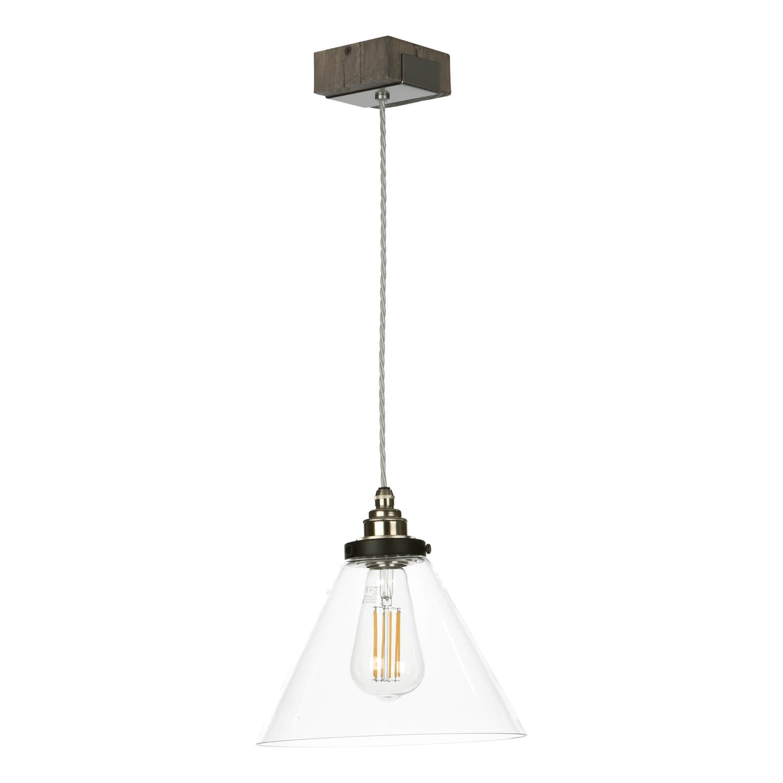 Aspen Single Pendant Light - Silver Birch Finish with Hand-Painted Wood Effect & Glass Shade | Perfect for Bedroom, Living Room, and Dining Room Lighting
