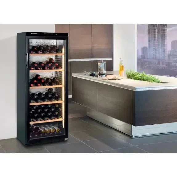 Liebherr 168 Bottle Dual Zone Wine Cooler Refrigerator - Black | Freestanding Wine Cellar for Home, Restaurant & Bar Storage