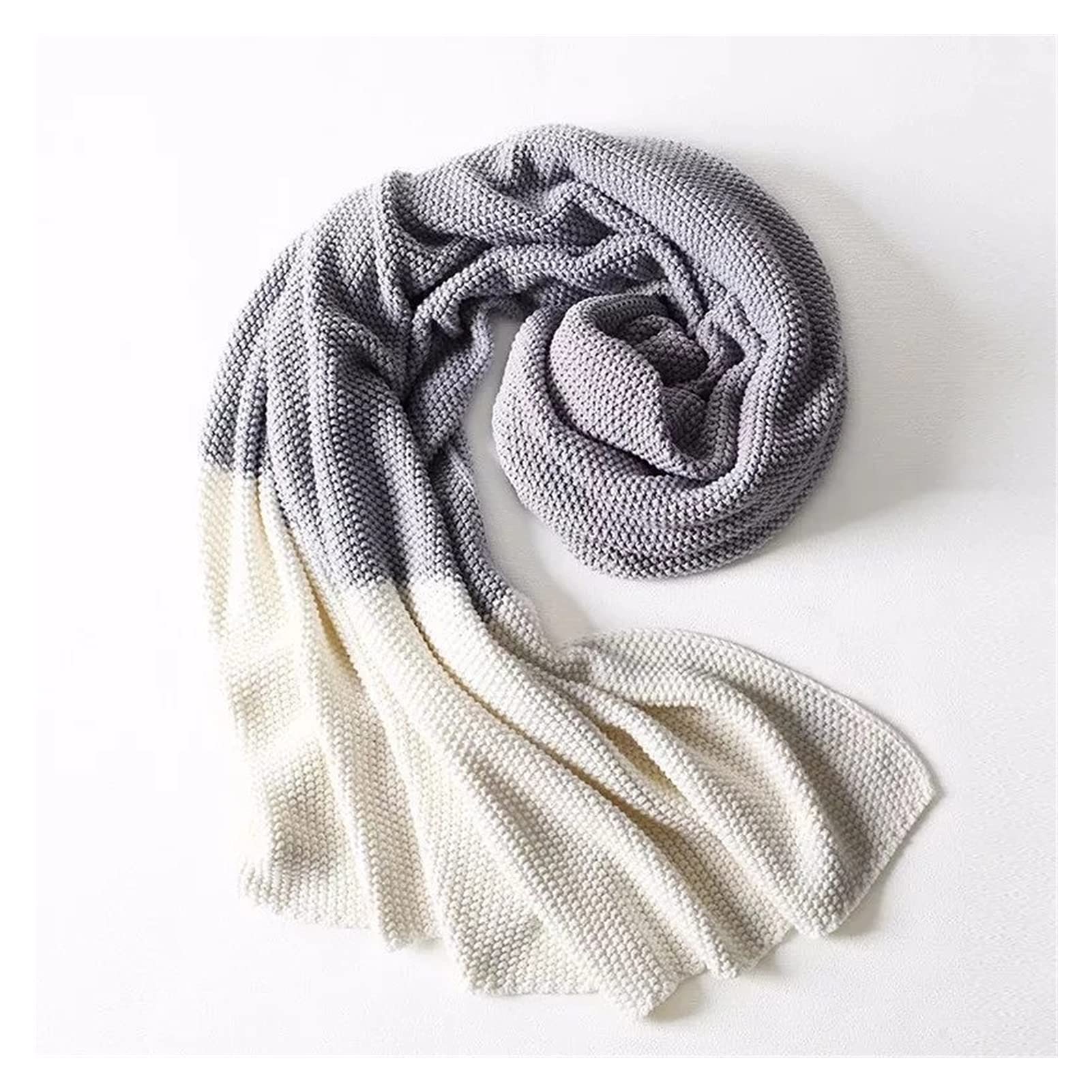 Soft Knitted Throw Blanket - Gray & White Cozy Blanket for Sofa, Bed, Office - Warm & Luxurious 51