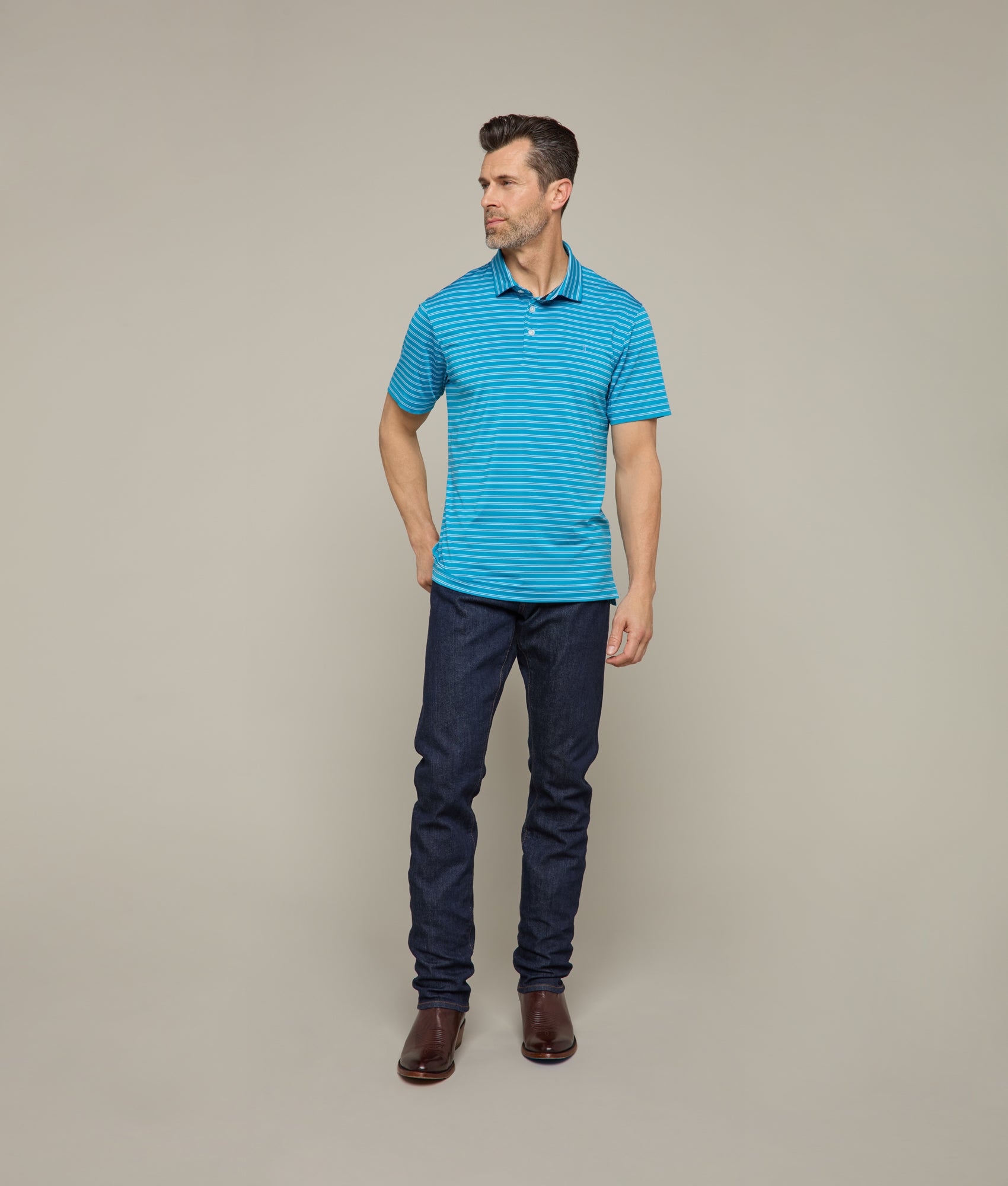 Lucchese Men's Golf Polo Shirt in Teal - Moisture-Wicking & Breathable for Comfort on the Course | Perfect for Golf, Casual Wear & Outdoor Activities