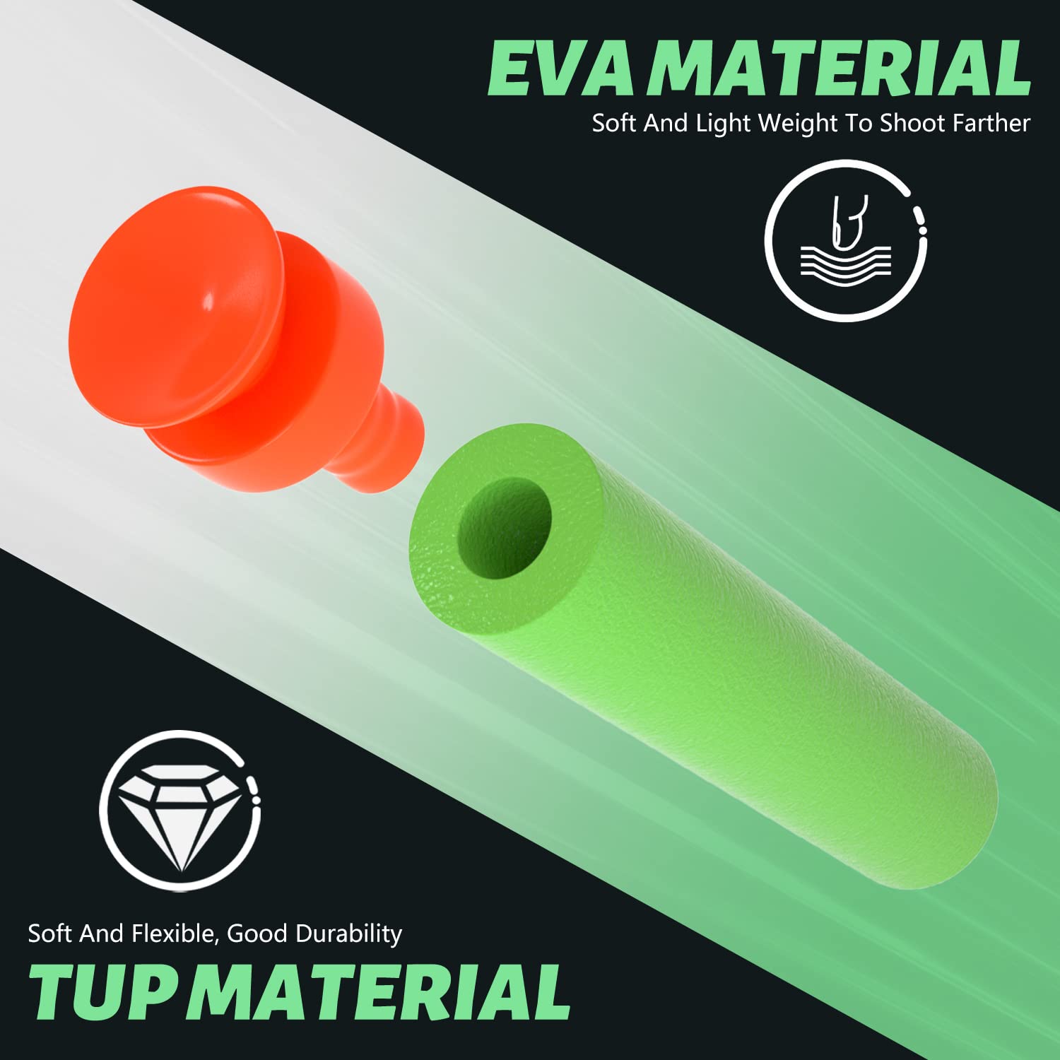 TORMEN Refill Standard Darts - 100 Pack Foam Darts Compatible with Nerf Elite Series Blasters & Toy Guns for Kids Outdoor Play, Target Practice & Nerf Battles