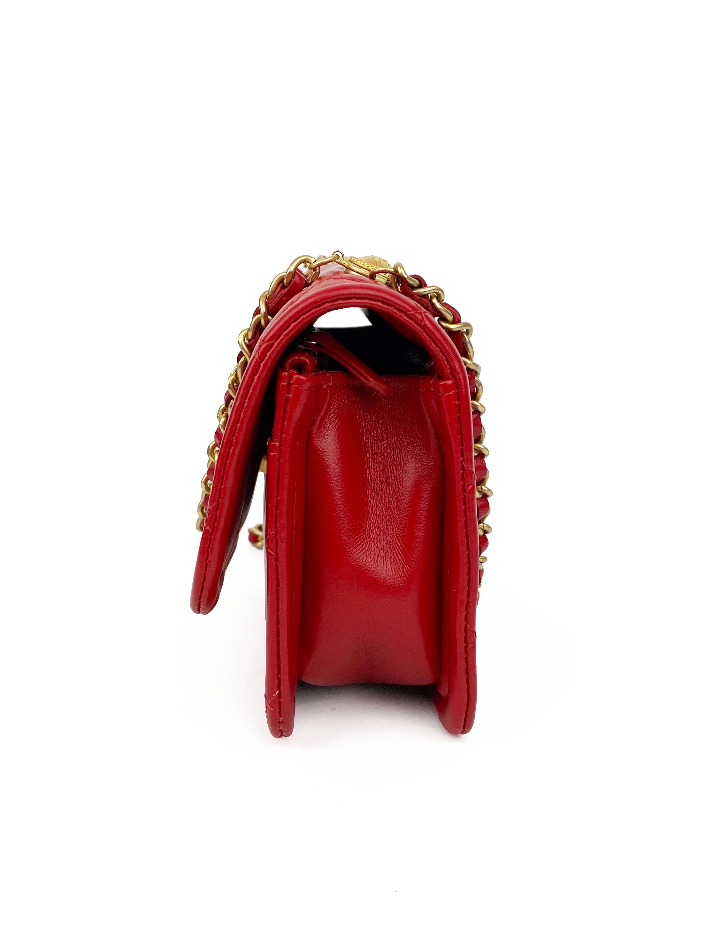 Chanel Small Red Flap Bag - Classic Quilted Leather Crossbody Purse for Women | Perfect for Date Night, Parties & Special Occasions