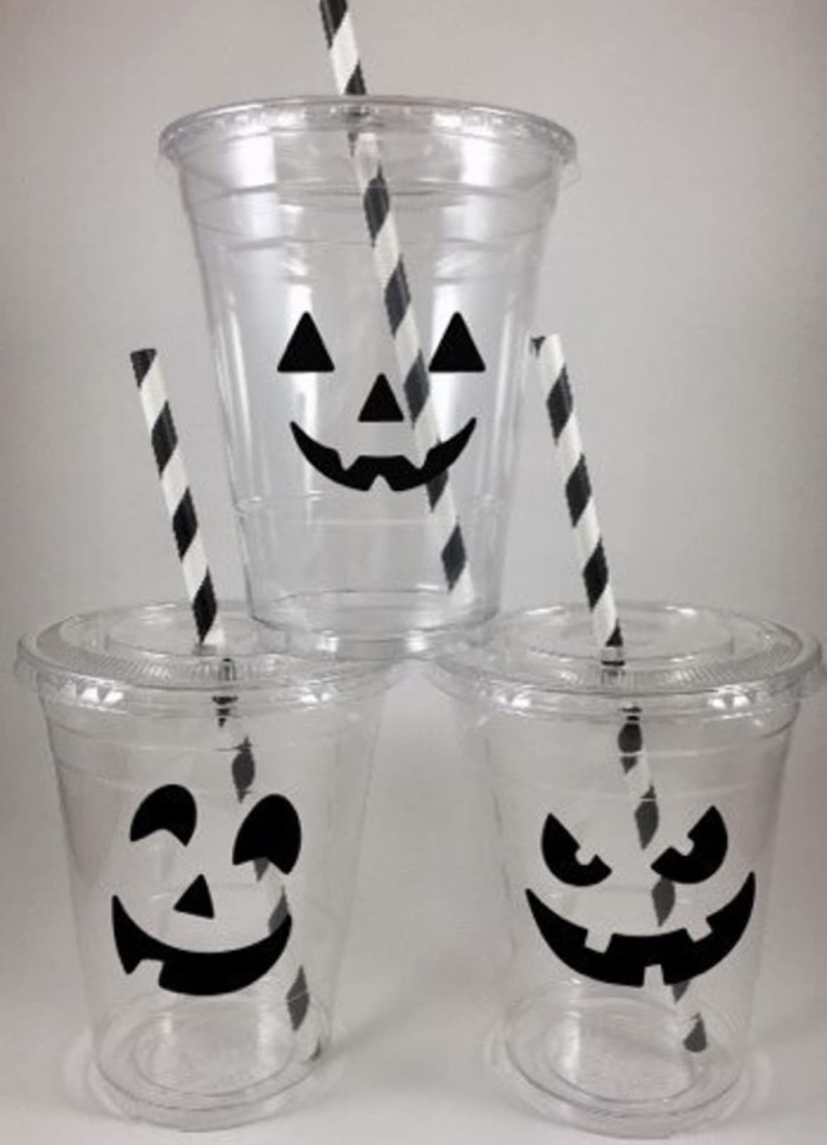 12 Pack Halloween Pumpkin Face Jack O Lantern Cups - Disposable Party Cups for Halloween Decorations, Trick or Treat, and Spooky Themed Parties