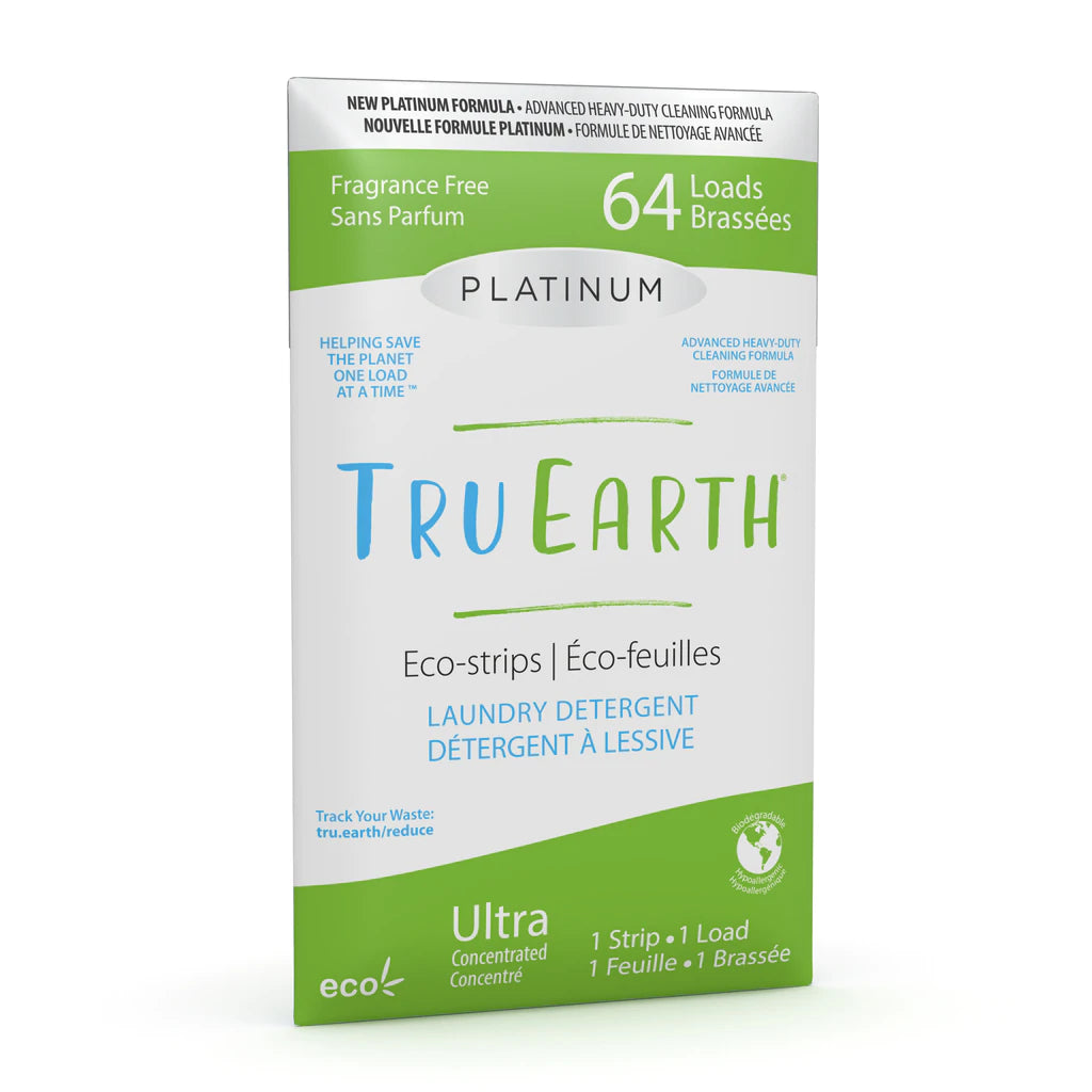 Tru Earth Platinum Eco Strips Laundry Detergent Sheets - Eco-Friendly, Hypoallergenic, Plastic-Free Laundry Detergent for Sensitive Skin - Perfect for Travel, Gym, Apartments & Eco-Conscious Homes