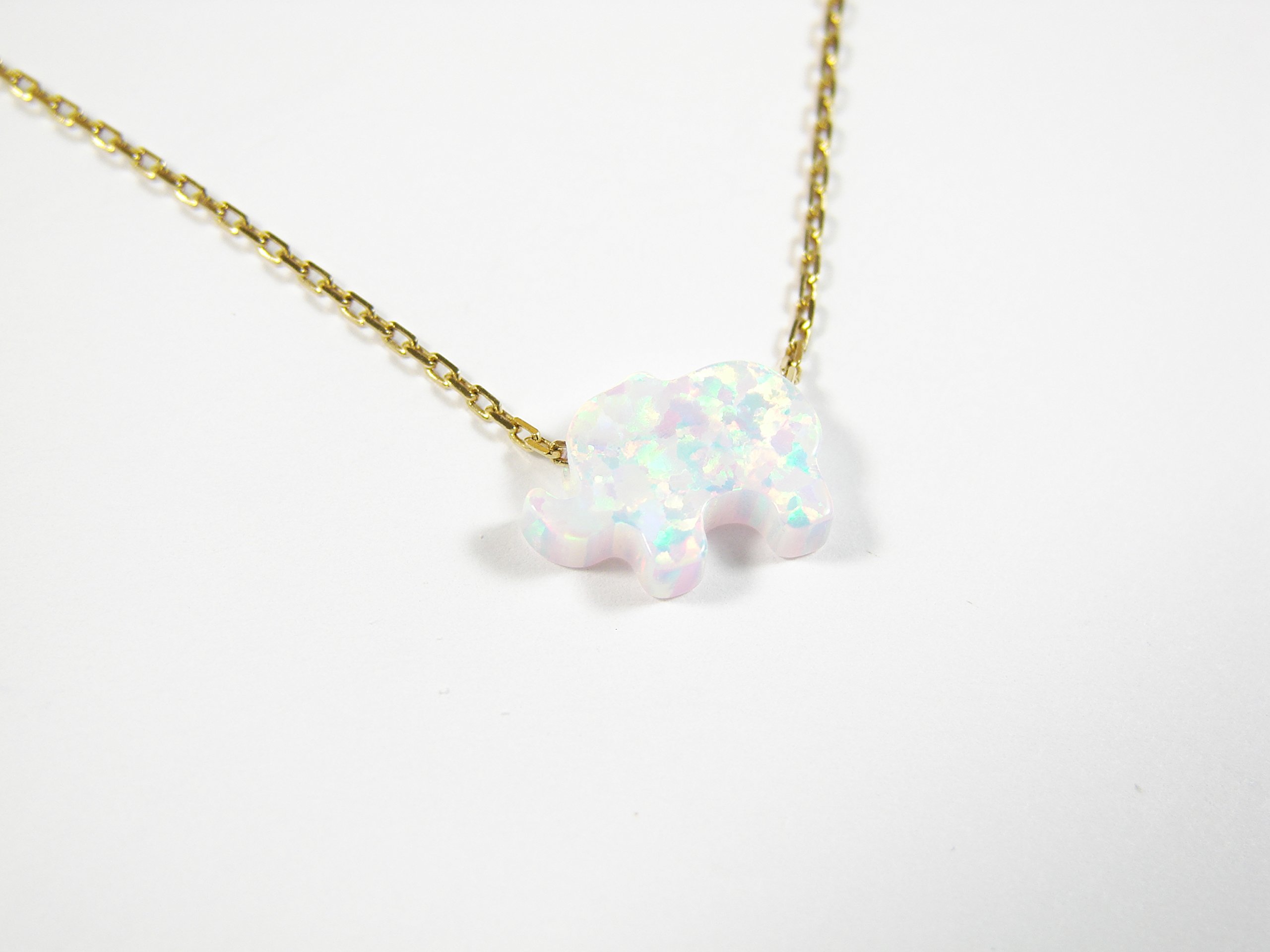 925 Sterling Silver White Opal Elephant Pendant Necklace for Women - Elegant Jewelry Gift for Birthday, Anniversary & Special Occasions