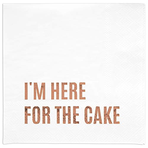 Rose Gold 5x5 I'm Here For The Cake Napkins 50-Pack