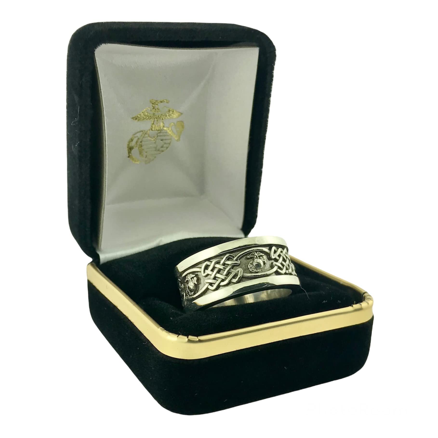 USMC EGA Celtic Weave Ring for Men - Stainless Steel Military Symbol Ring - Perfect Gift for Marines, Veterans & Military Enthusiasts - Ideal for Everyday Wear, Special Occasions & Patriotic Events
