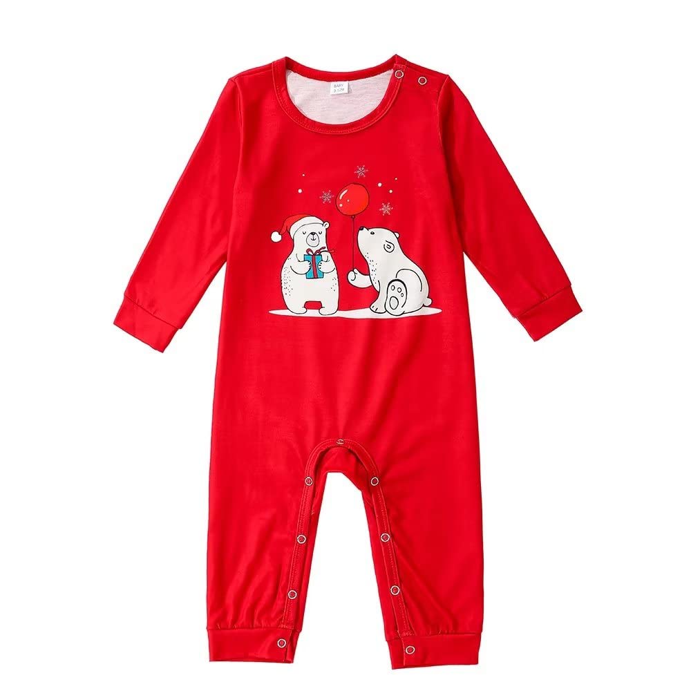 Family Matching Christmas Pajamas Sets - Bear Print Long Sleeve Crew Neck T-Shirt & Plaid Pants Holiday Sleepwear for Men (Size M) | Cozy Winter Pajama Set for Family Photos, Christmas Morning & Festive Lounging