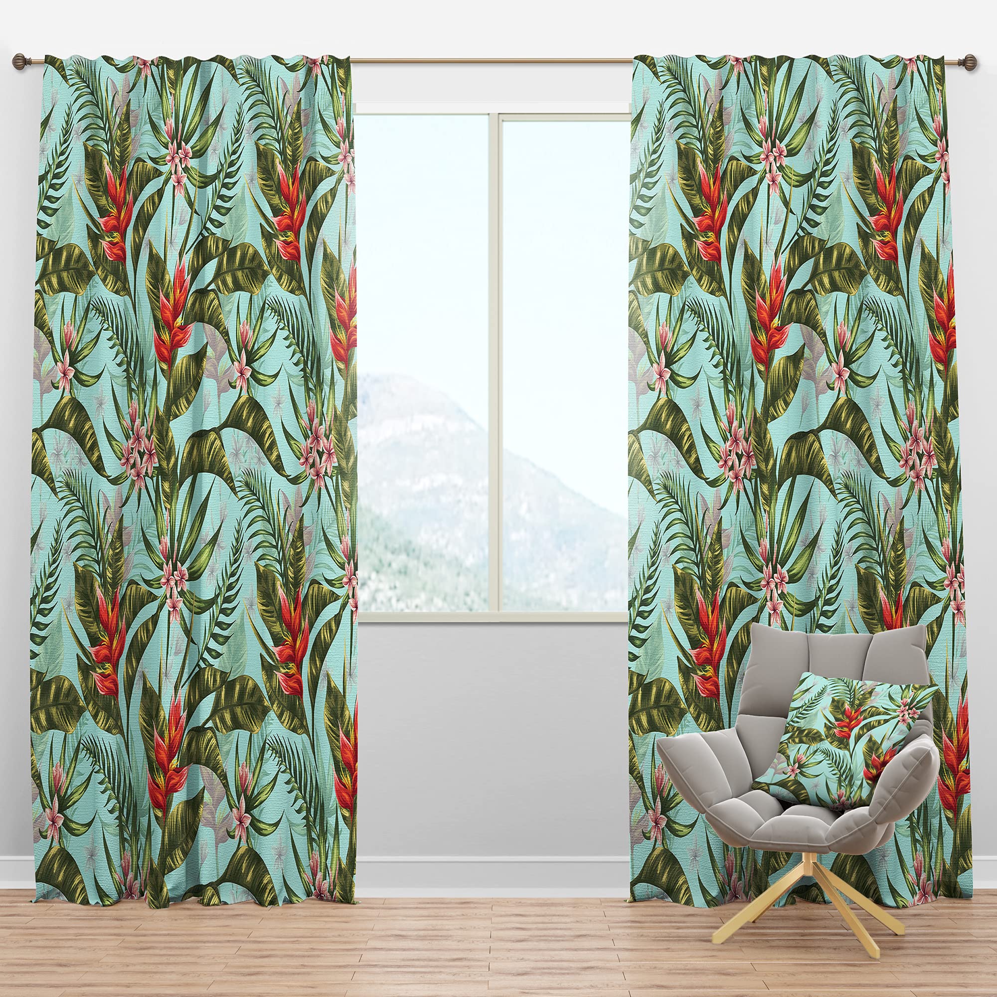 DesignQ Blackout Curtains - Tropical Foliage II Thermal Insulated Single Panel (52x108) for Bedroom & Living Room | Noise Reducing & Energy Saving Window Treatments for Better Sleep & Home Decor