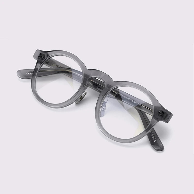 Stylish Black Unisex Acetate Full-Rim Round Eyeglasses 4526 - Perfect for Reading, Work & Everyday Fashion Accessory
