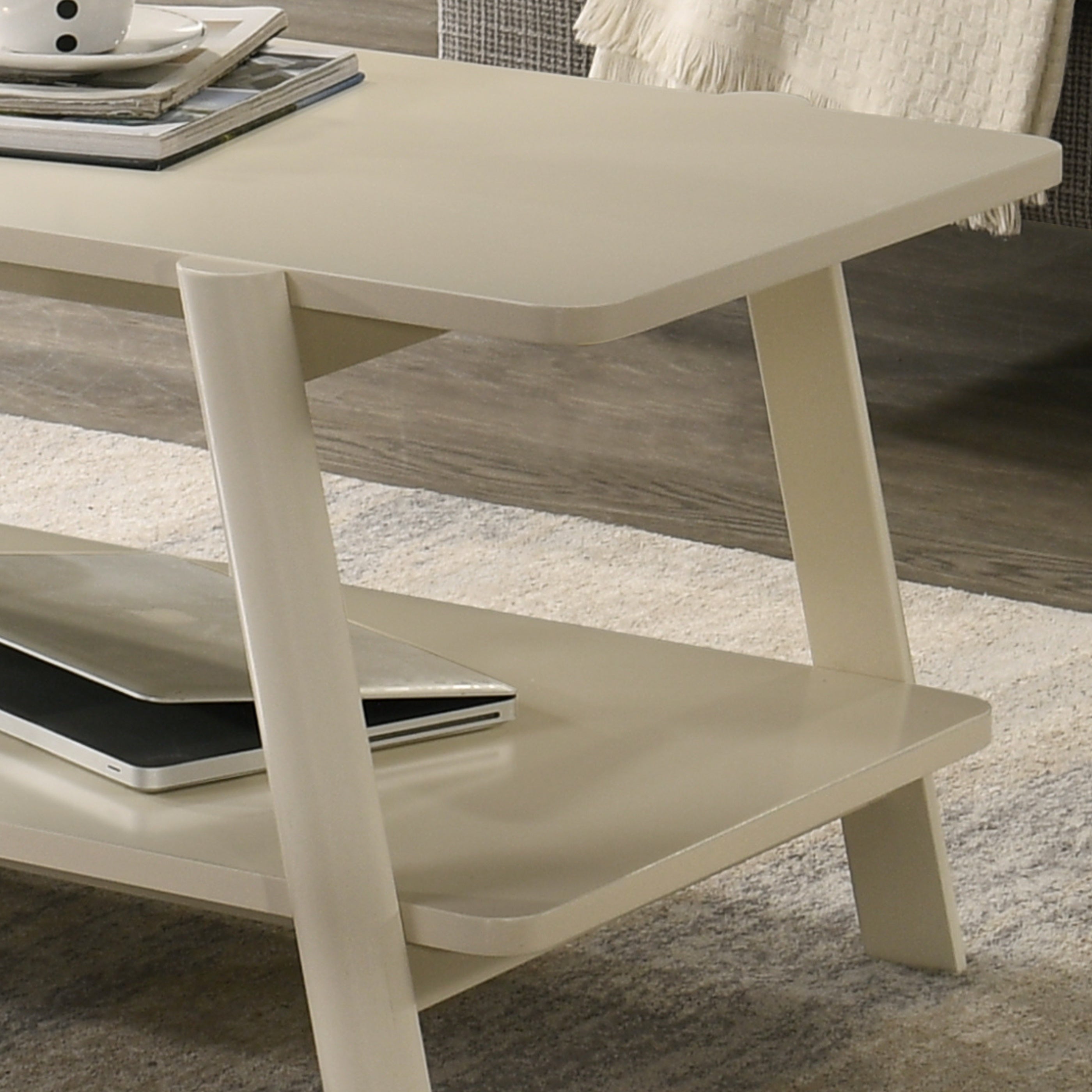 Mid Century Modern Wood Shelf End Table by Roundhill Furniture - Stylish Side Table for Living Room, Bedroom & Office Decor