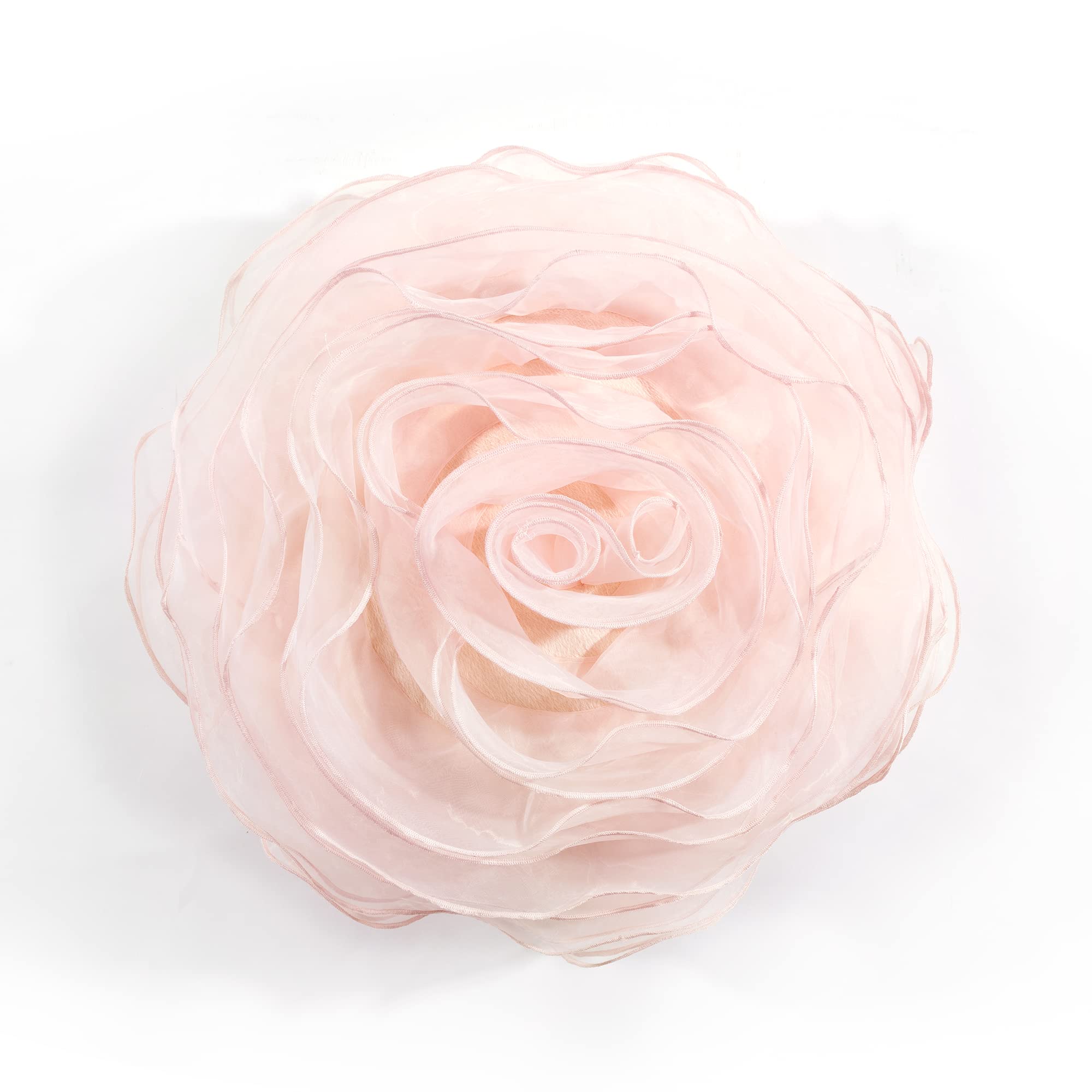 Lush Decor Ruffle Layer Flower Decorative Throw Pillow - 17 Inch Round Blush Pink Cushion Cover for Bed, Sofa, Chair - Perfect for Living Room, Bedroom & Nursery Decor