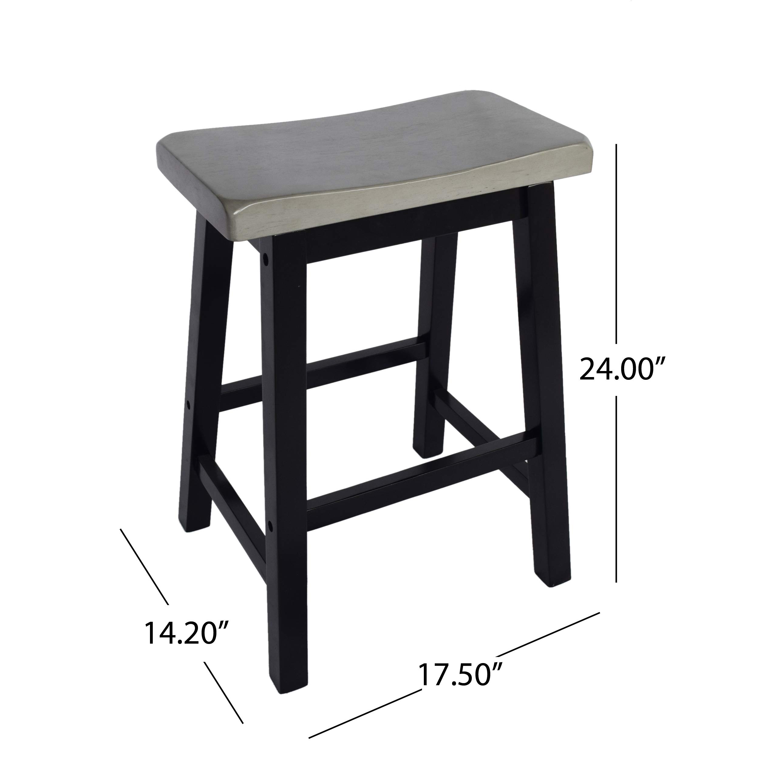 Farmhouse 4-Seater Rubberwood Counter Height Dining Set - Gray & Black - Rustic Kitchen Table & Stools for Small Spaces, Breakfast Nook, or Apartment Dining Area