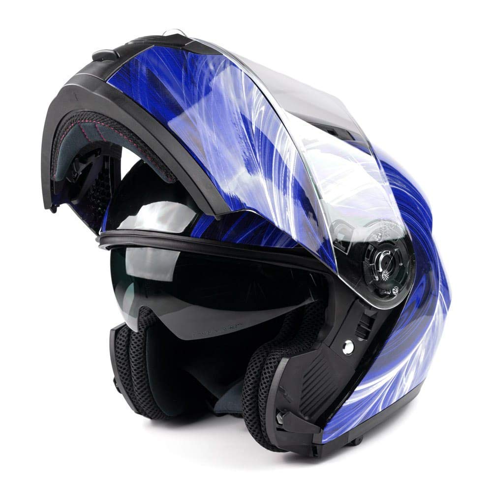 DOT Approved Modular Motorcycle Helmet for Adults - Full Face Flip Up Design with Retractable Sunglasses (Typhoon TH158) - Perfect for Commuting, Touring & Adventure Riding