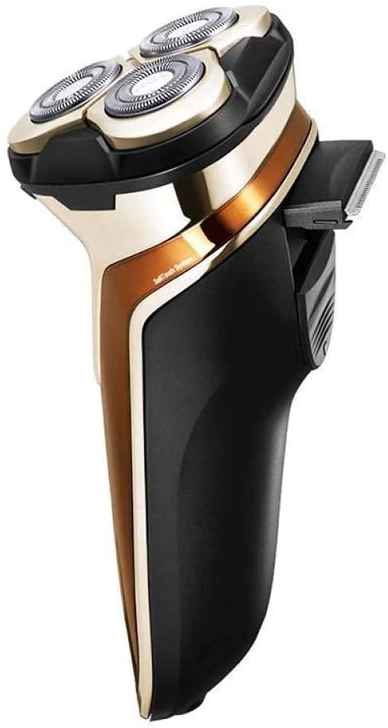 Premium Electric Shaver for Men - Rotary Shaver with Pop-up Trimmer, IPX7 Waterproof Wet/Dry Shaving, LCD Display & USB Rechargeable (Gold) - Perfect for Travel, Home Use & Daily Grooming