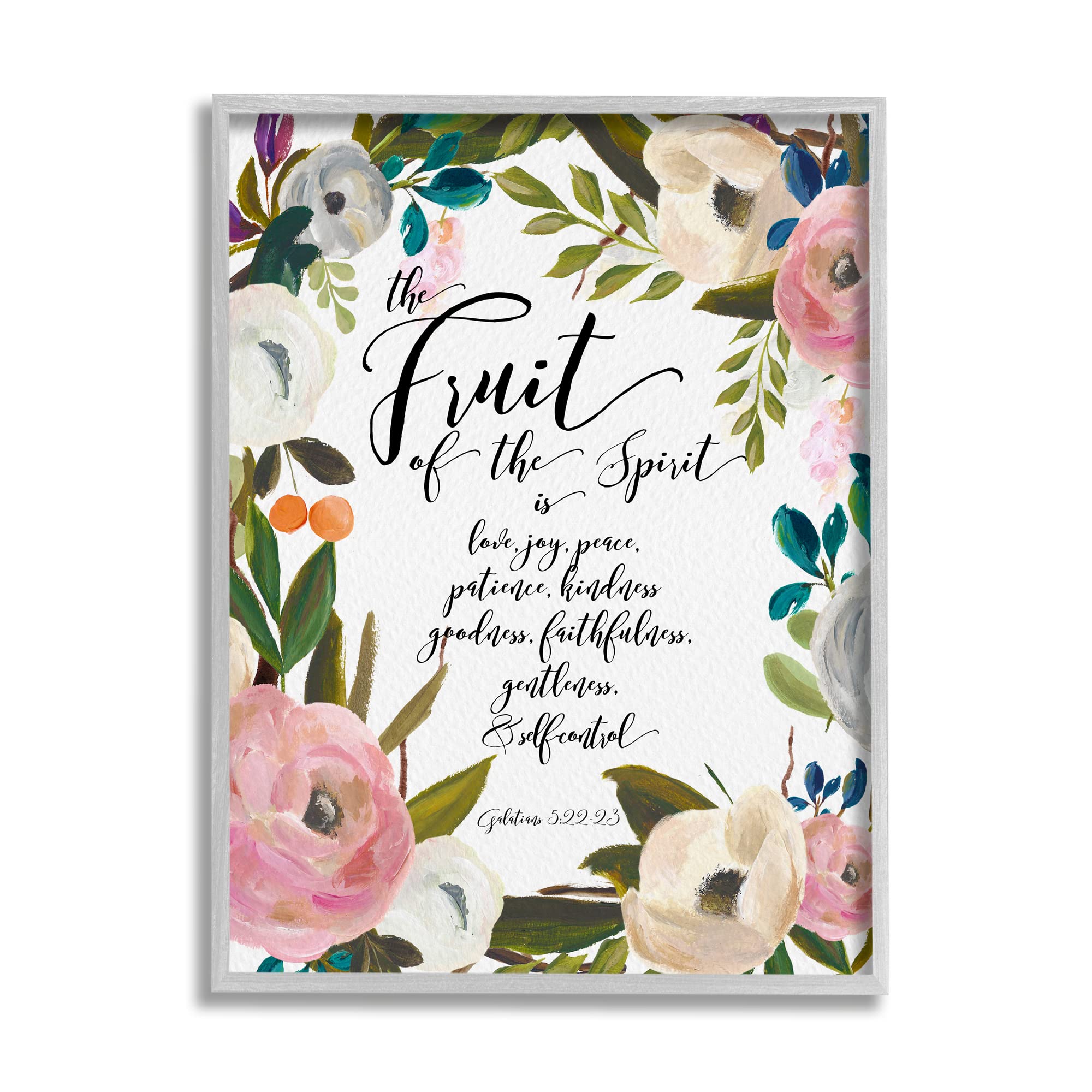 Stupell Industries Fruit of the Spirit Religious Faith Calligraphy Wall Art - Inspirational Bible Verse Decor for Home, Church & Office - Perfect for Christian Gifts & Faith-Based Interior Design