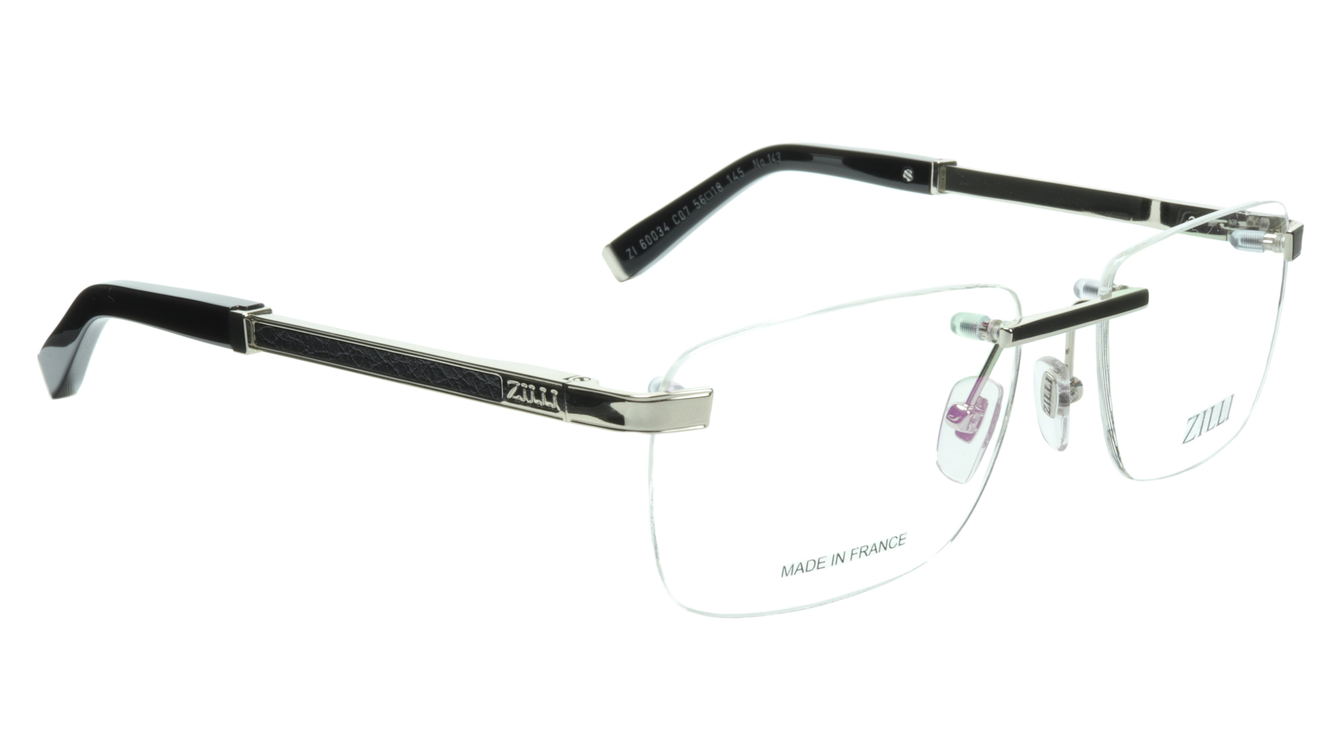 ZILLI Titanium Acetate Eyeglasses Frame - Silver French Made ZI 60034 C07 | Lightweight & Durable Glasses for Work, Reading & Fashion