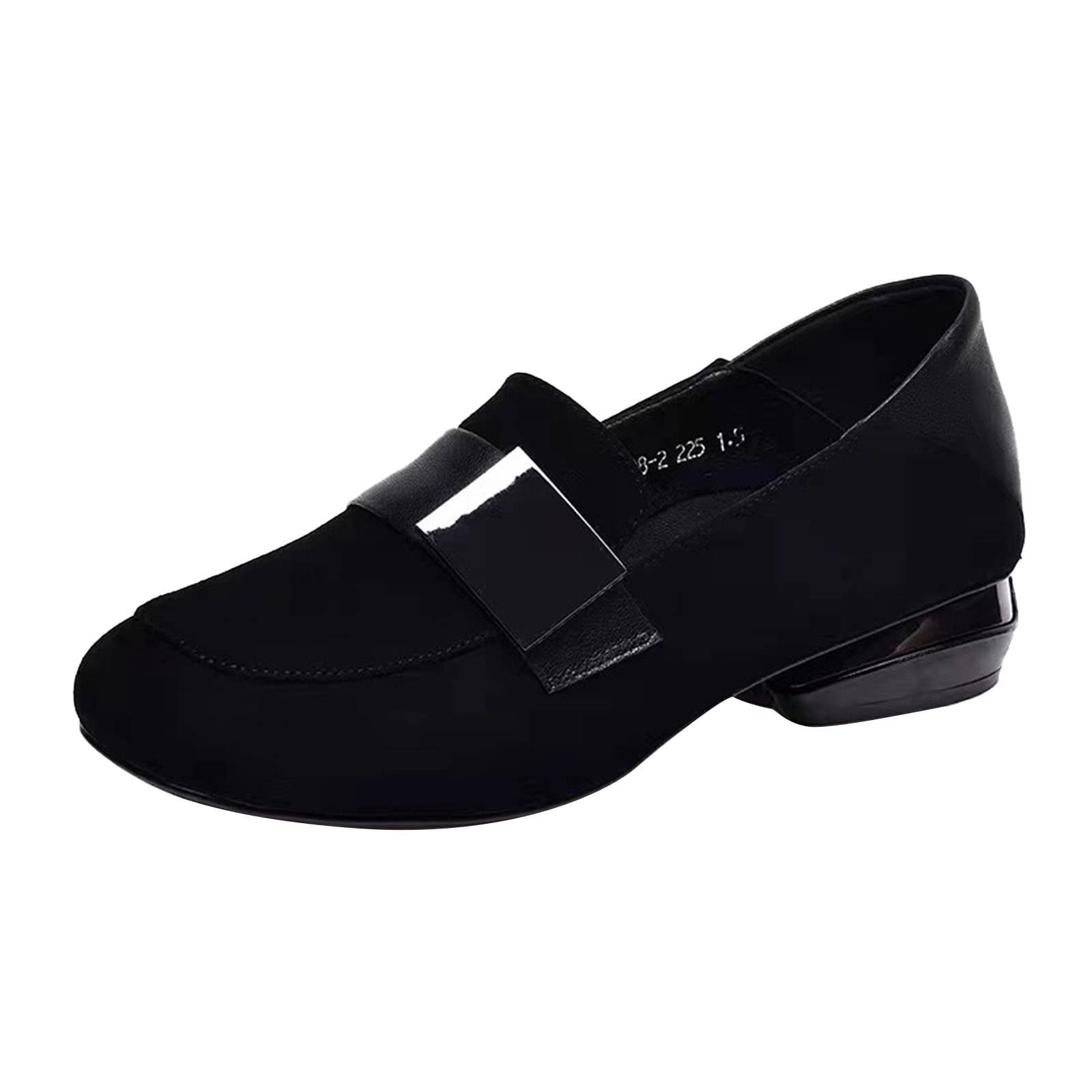 Men's Casual Thick Heel Comfortable Shoes - Women's Low Heel Frosted Slip-On Sneakers for Walking, Work & Everyday Wear