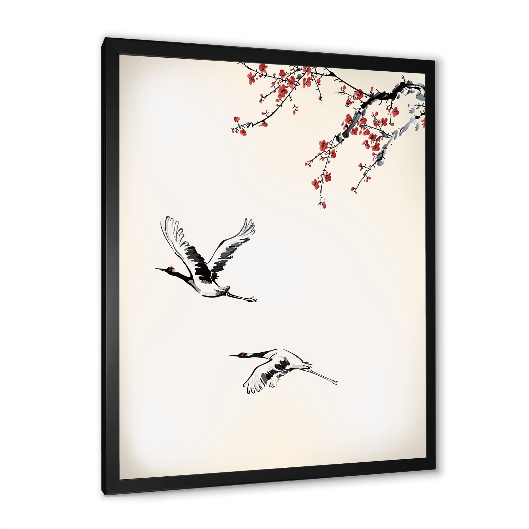 DesignQ Sweet Winter Birds Traditional Framed Wall Art - Hand-Painted Canvas Home Decor for Living Room, Bedroom & Office - Perfect Christmas Gift & Seasonal Holiday Decoration
