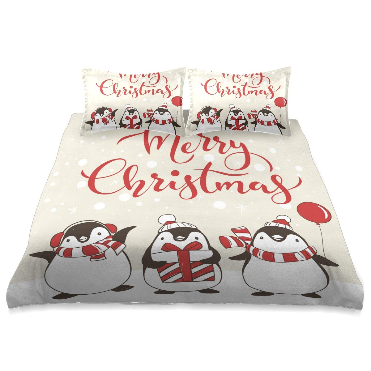 Cute Cartoon Penguin King Size Comforter Set - 90x104 Inch All Season Soft & Comfortable Bedding Cover | Perfect for Christmas Decor, Kids Room & Cozy Winter Nights