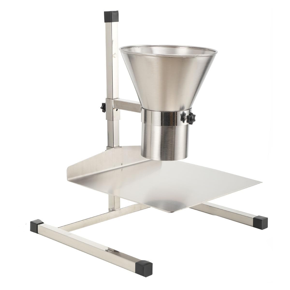 4in Stainless Steel Food Grade Feeding Hopper with Support Stand - Manual Filling Packaging Funnel for Powder, Paste & Liquid Granules | Durable Kitchen & Commercial Use for Baking, Candy Making & Bulk Food Packaging