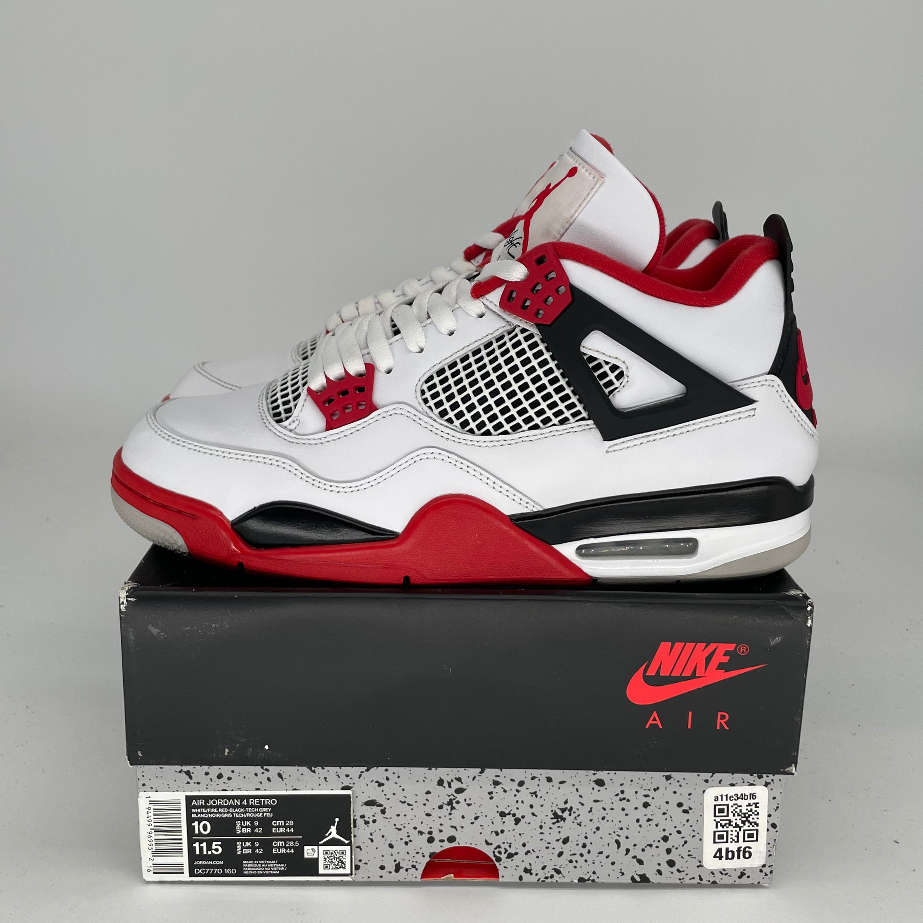 Air Jordan 4 Retro 'Fire Red' Men's Basketball Shoes - Size 10 (DC7770-160) - Authentic Sneakers for Sports, Streetwear & Casual Outfits