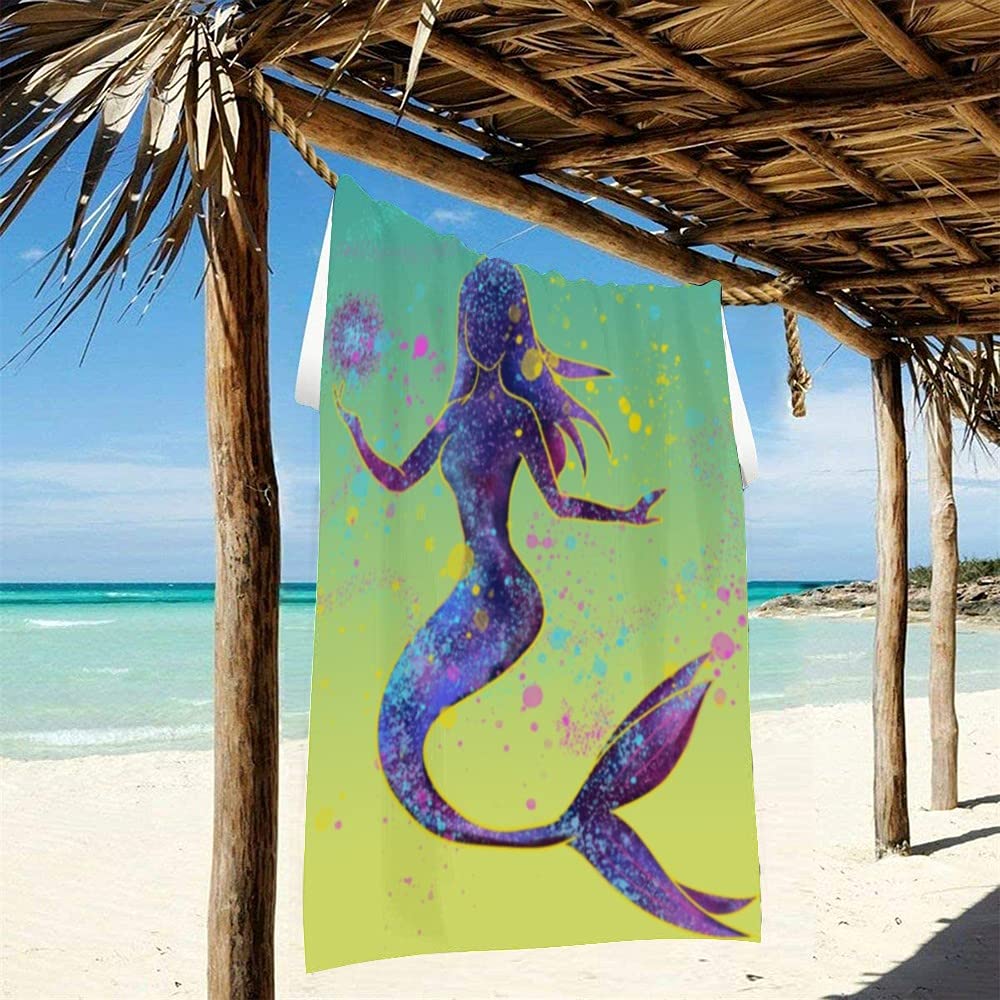 BUY JOY Personalized Mermaid Beach Towel for Women & Girls - Large 30×60 Inch Quick Dry Bath & Pool Towel with Custom Name - Perfect for Beach Vacations, Swimming Pools, and Summer Outings