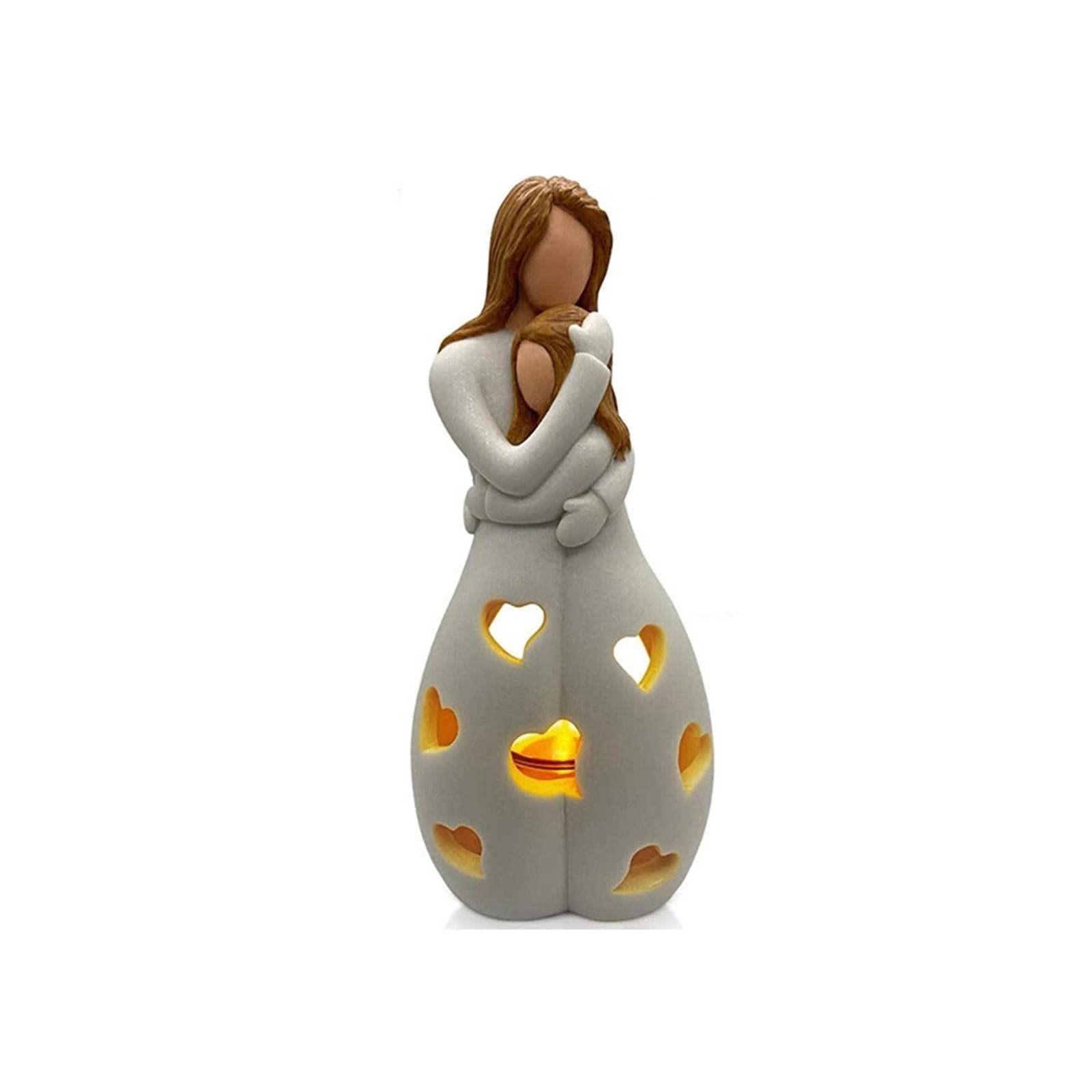 Hand-Painted Sculpted Candle Holder Statue with Flickering LED Candle - Perfect Gift for Mom from Daughter on Birthday or Mother's Day - Home Decor for Living Room, Bedroom & Dining Table
