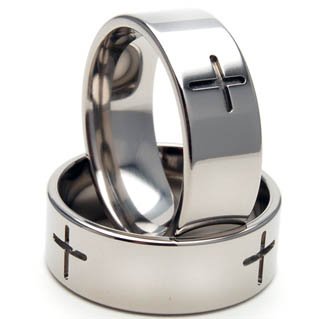 Titanium Rings for Men & Women - Christian Cross Design Honoring Jesus Christ - USA Made - Free Sizing 4-17 - Perfect for Weddings, Baptisms & Religious Gifts