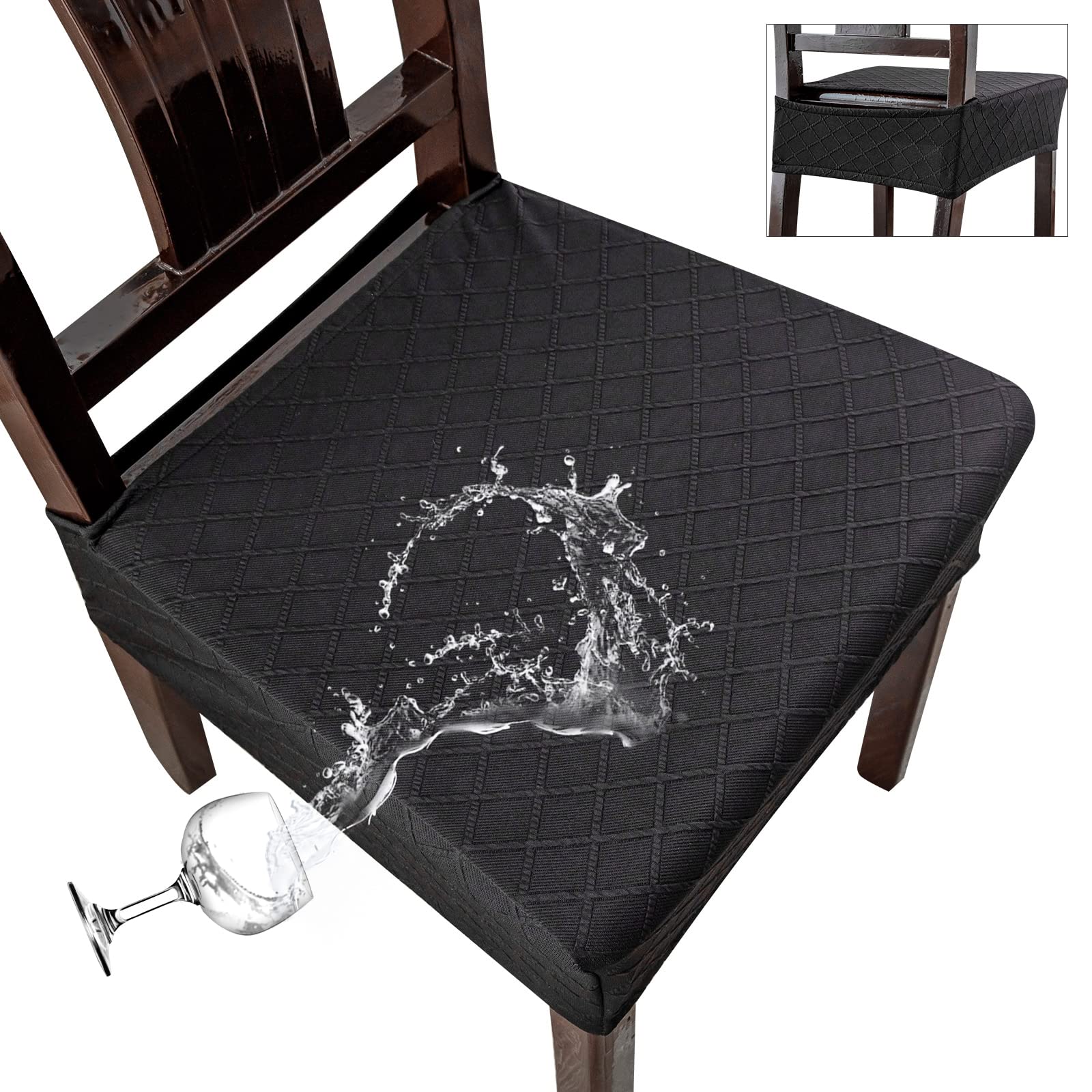 Waterproof Seat Covers for Dining Chairs - Genina Chair Slipcovers for Kitchen & Dining Room - Spill & Stain Protection for Everyday Use & Entertaining