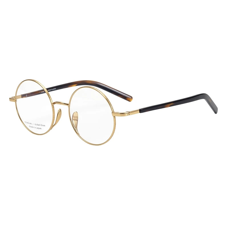 Aimee Unisex Full Rim Round Titanium Eyeglasses Frame 2085 - Lightweight Durable Glasses for Men & Women - Perfect for Reading, Work, and Daily Wear