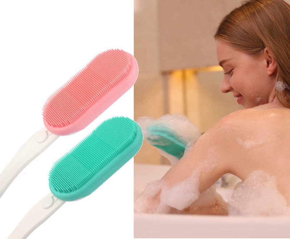 LAVNIK Silicone Bath Brush - Waterproof Electric Facial & Body Cleansing Kit with Long Handle - Exfoliating Brush for Dry Skin, Shower & Bath - Perfect for Men & Women - Ideal for Spa Days & At-Home Skincare Routines