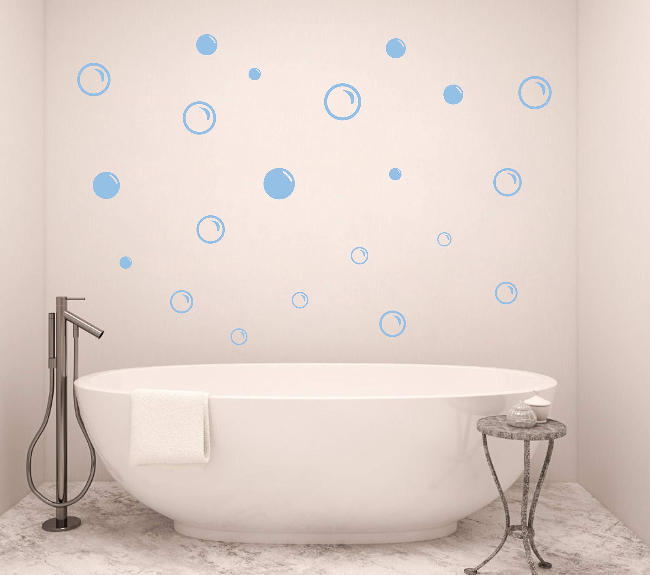 90 Large Light Blue Soap Bubble Wall Decals - Removable Vinyl Stickers for Bathroom, Bedroom & Nursery Decor - Waterproof Wall Art for Kids Rooms, Showers & Home Decor (A35)
