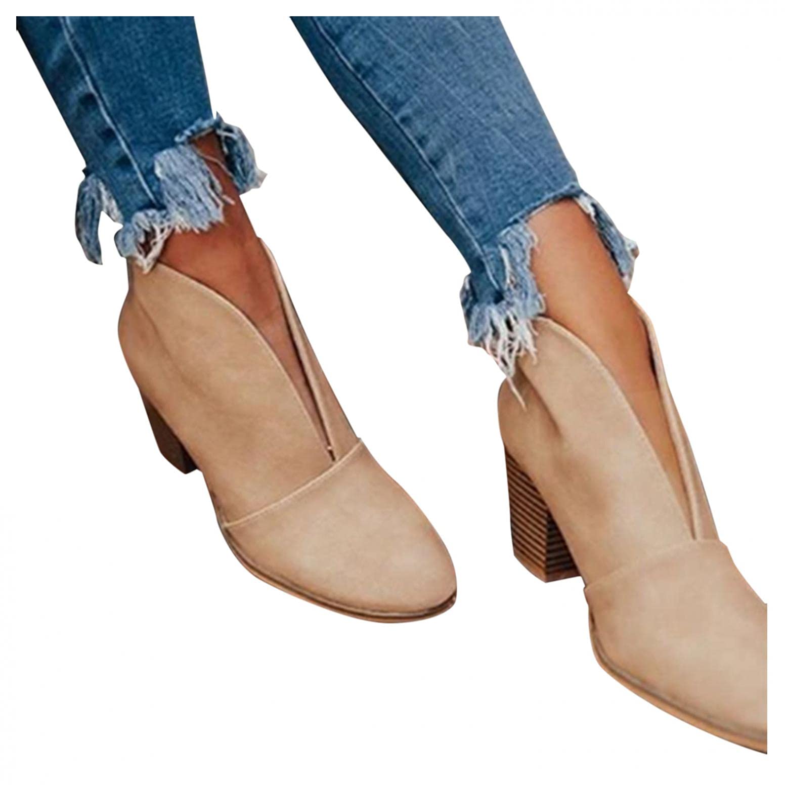 Trendy Women's Ankle Boots with Zipper - Low Block Heel Closed Toe Booties for Fall & Winter Fashion | Perfect for Office, Dating & Casual Outfits