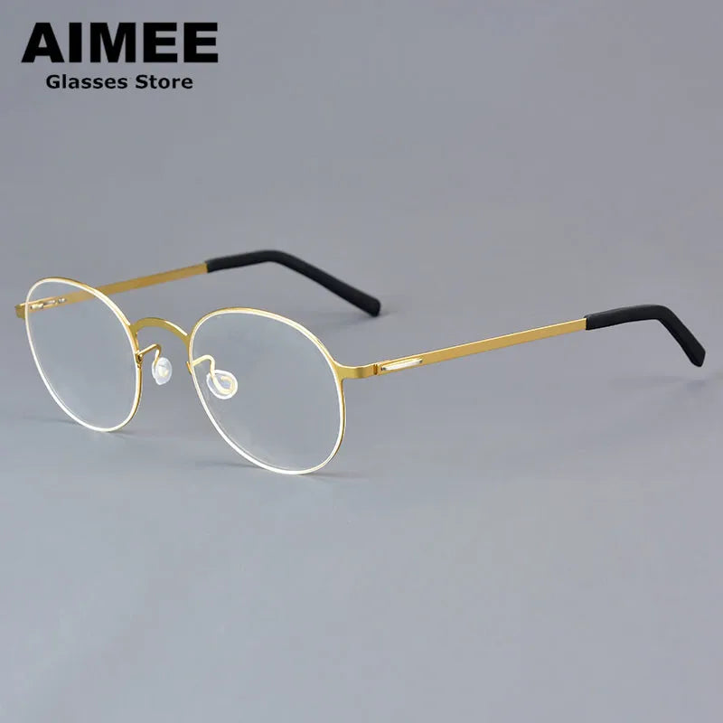 Aimee Women's Full Rim Round Screwless Titanium Eyeglasses - Lightweight & Durable Frame for Work, Reading & Everyday Use (Model 198808)