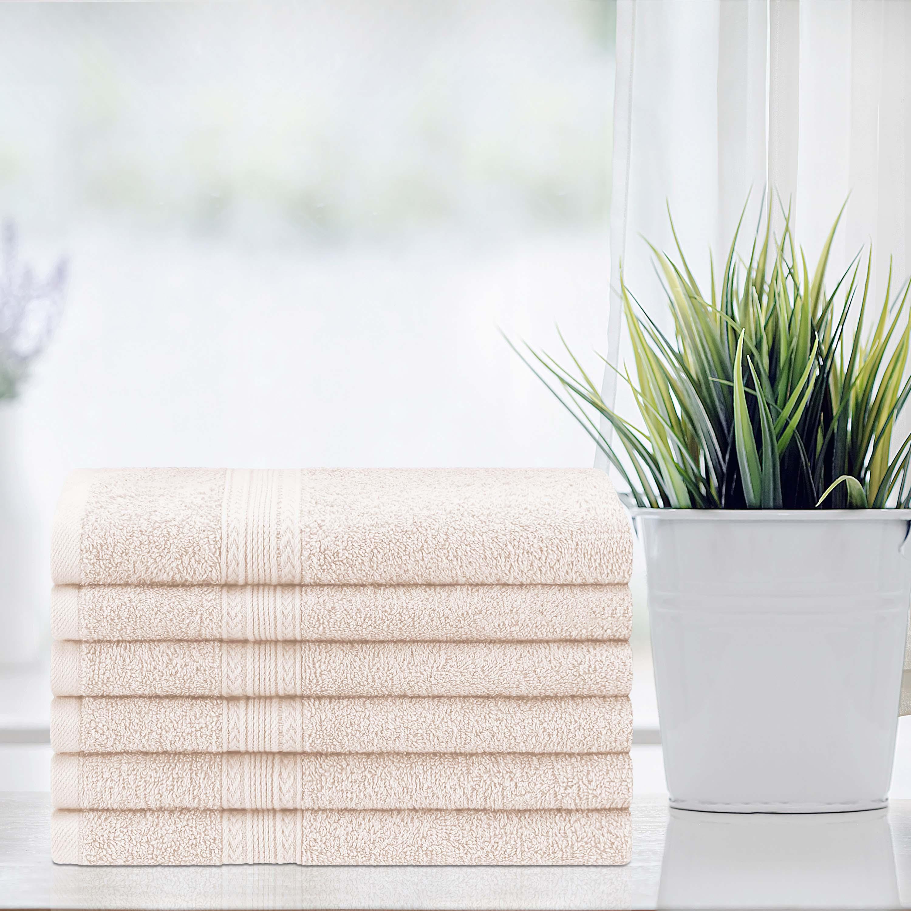 Premium Eco-Friendly Ring Spun Cotton Hand Towels Set of 6 - Soft & Absorbent Bath & Kitchen Towels for Home, Spa, Gym, and Travel Use