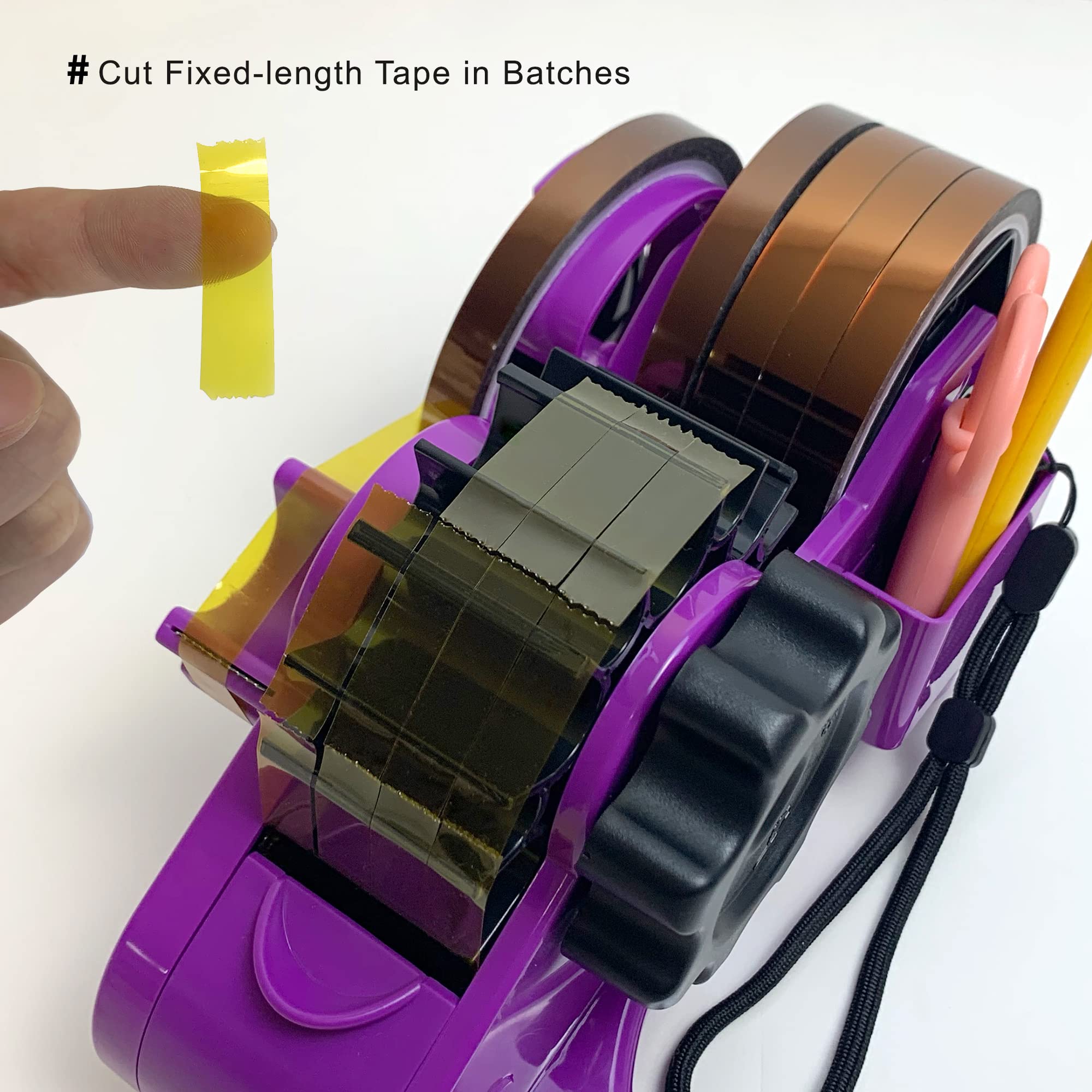 Purple Heat Tape Dispenser with Multi-Roll Set - 1.4'' PreCut Pieces for Heat Press & Mug Press Machines, 1+3'' Core, Semi-Automatic Tape Dispenser with Storage Slots | Perfect for T-Shirt Printing, Sublimation & DIY Craft Projects