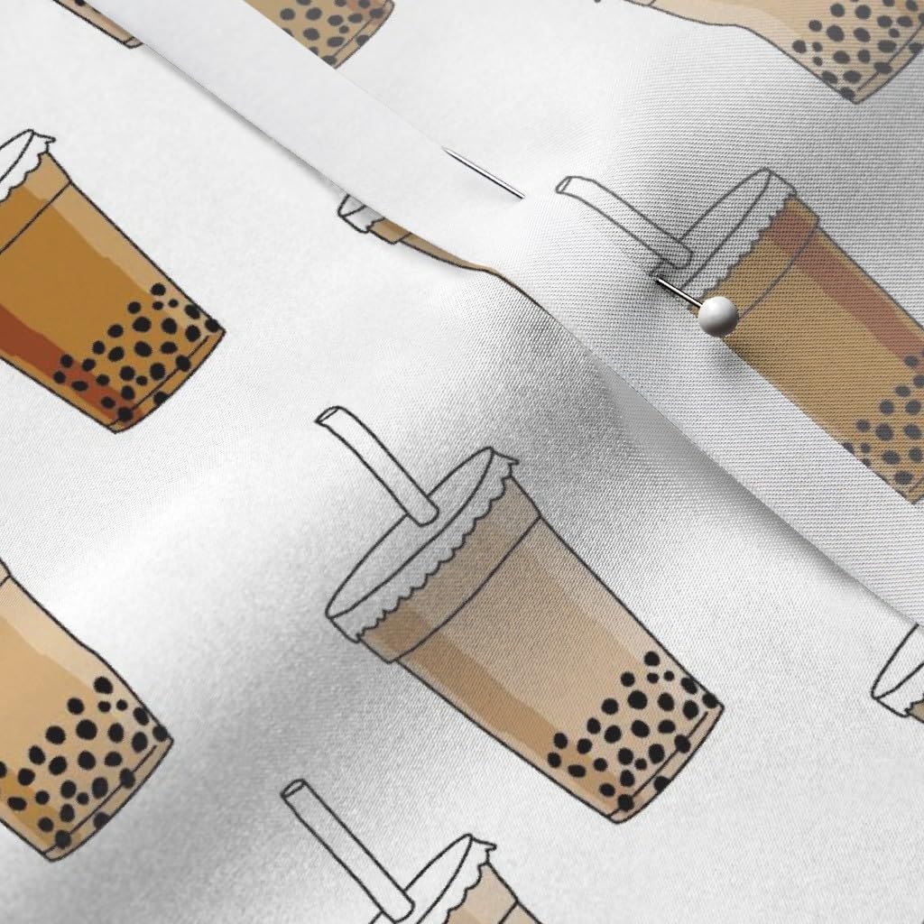 Bubble Tea & Matcha Sweets Printed Satin Fabric Fat Quarter - Sewing, Apparel, Lining, Fashion, Blankets & Home Decor | Perfect for DIY Crafts, Quilting, and Unique Clothing Designs