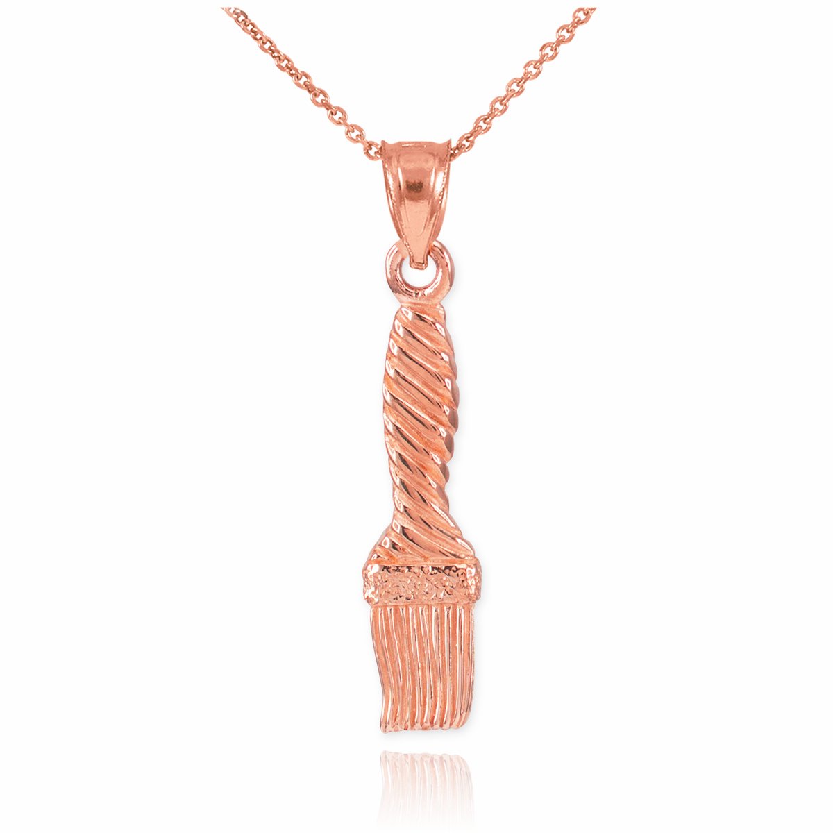 14K Rose Gold Paint Brush Pendant Necklace - Dainty Artist Jewelry Gift for Painters, Teachers & Art Lovers - Perfect for Birthdays, Graduation & Creative Inspiration