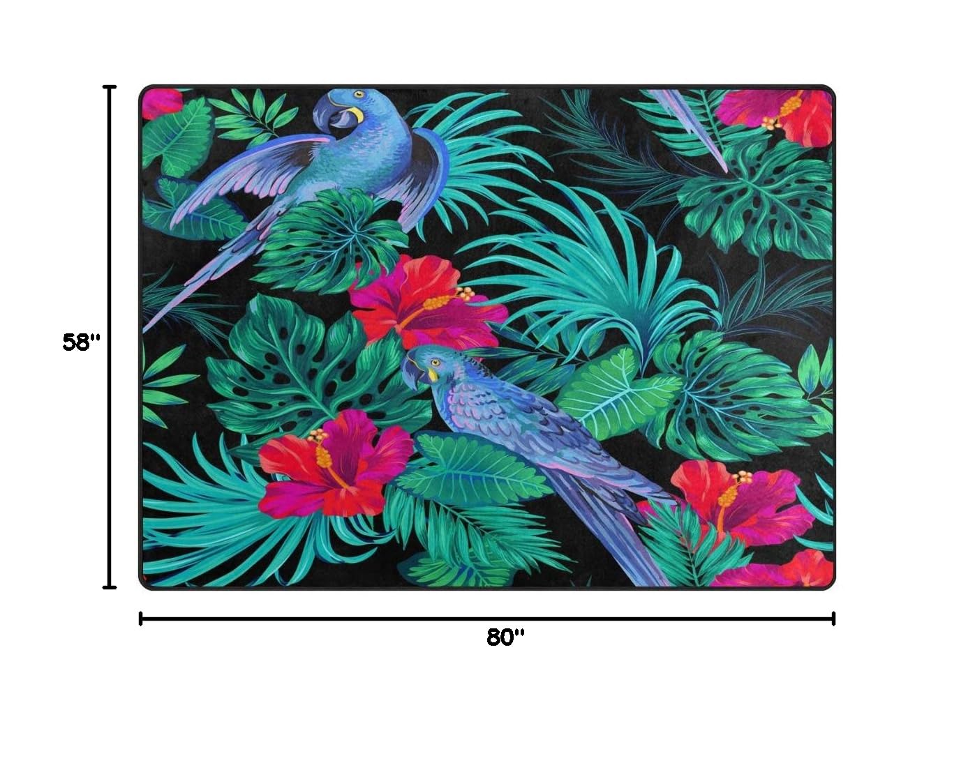 ALAZA Tropical Parrot Flower Monstera Palm Tree Leaves Area Rug - 7' x 5' Soft Non-Slip Floor Mat for Living Room, Bedroom, Nursery & Dorm Decor - Boho Chic Home Accent for Indoor Spaces