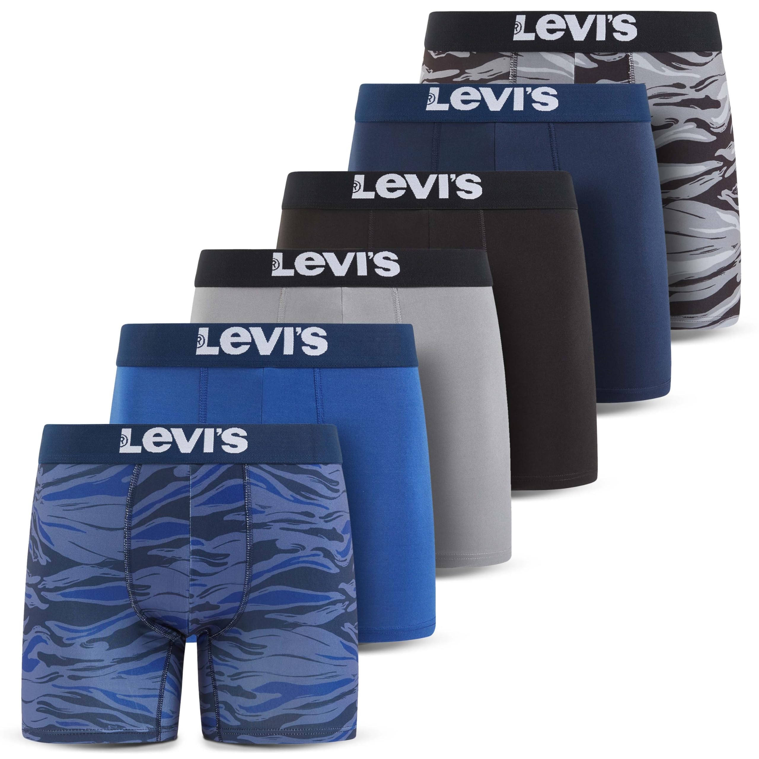 Levi's Men's Cotton Stretch Boxer Briefs 6-Pack - Soft Breathable Underwear for Everyday Comfort | Gym, Work, Sleep & Lounge Wear