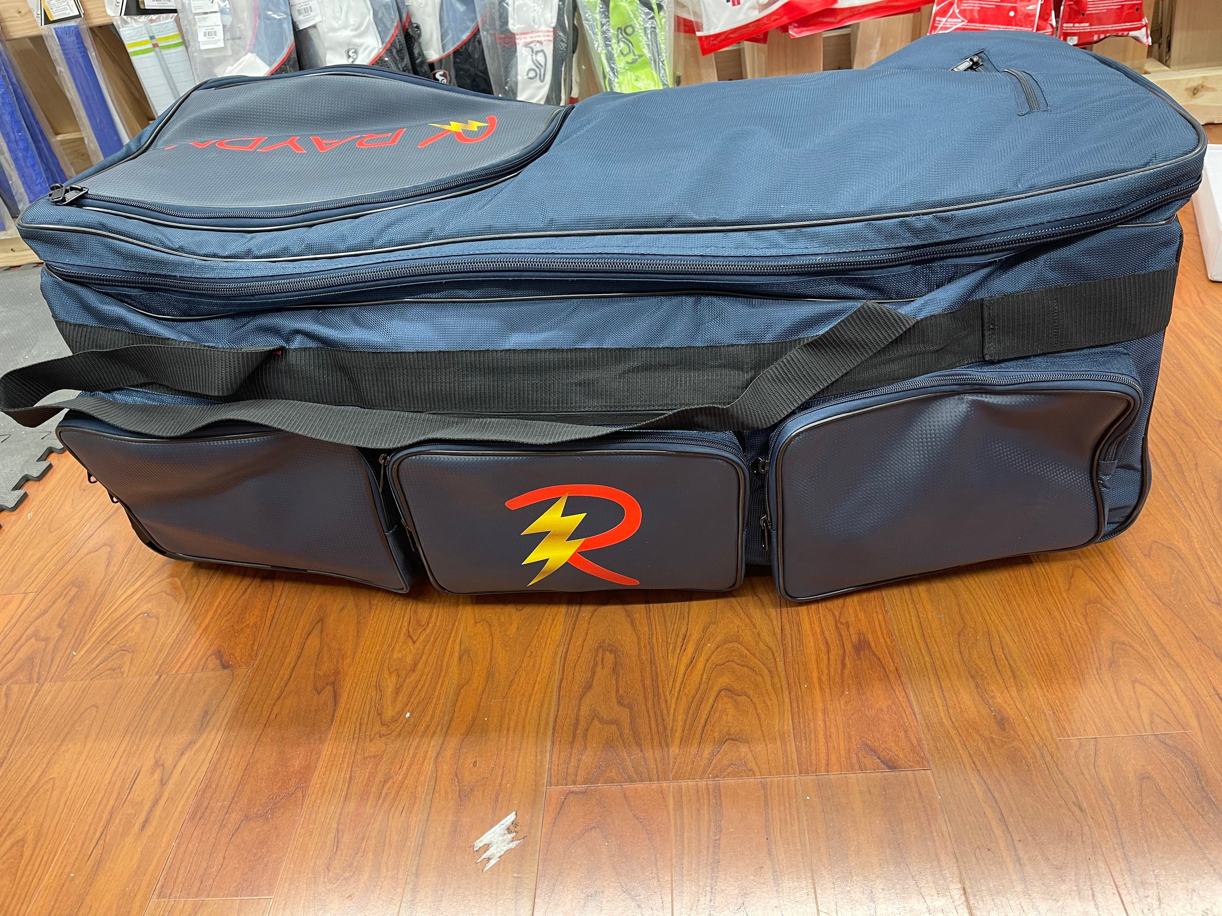 Raydn Professional Wheelie Premium Adult Cricket Kit Bag - Navy Blue & Black - Durable Cricket Equipment for Training & Matches - Perfect for Cricket Players & Enthusiasts